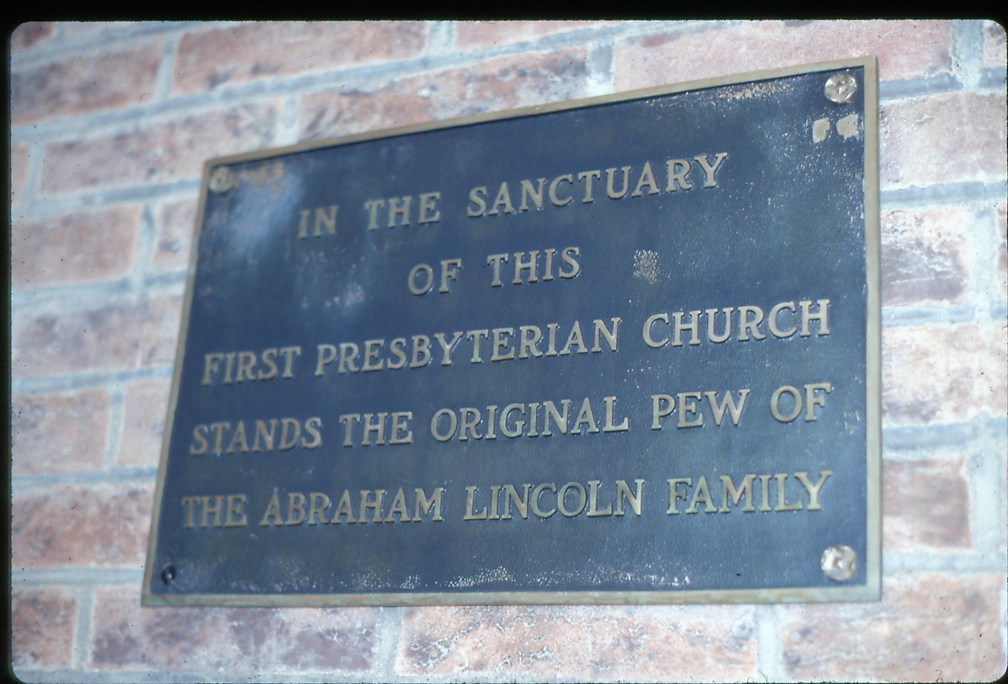 Historical plaque First Presbyterian Church, Springfield First Presbyterian Church