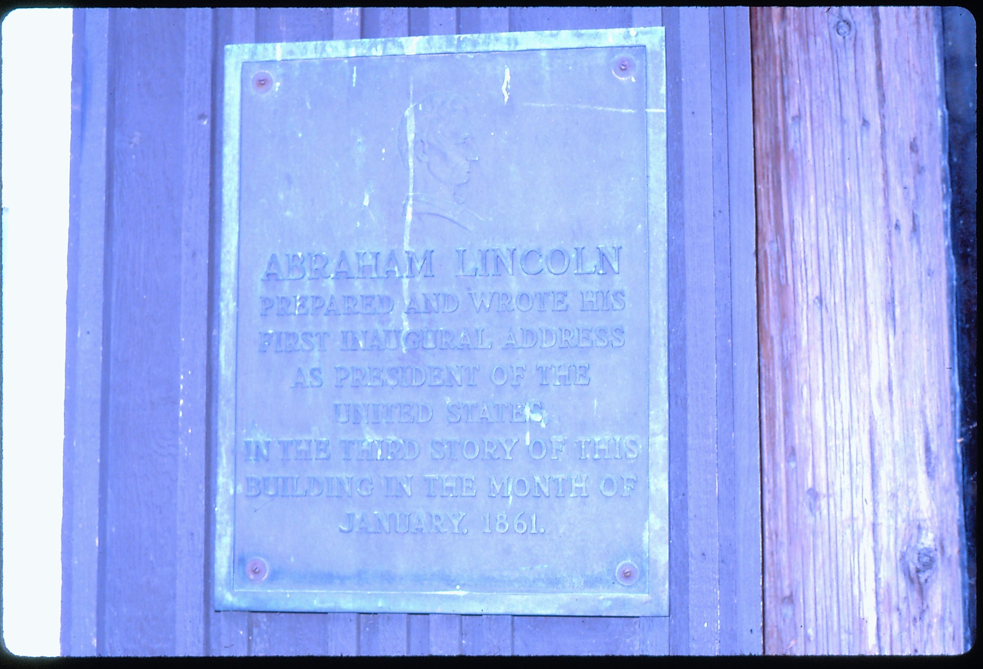 Historical plaque-First Inaugural address written here. First Presbyterian Church