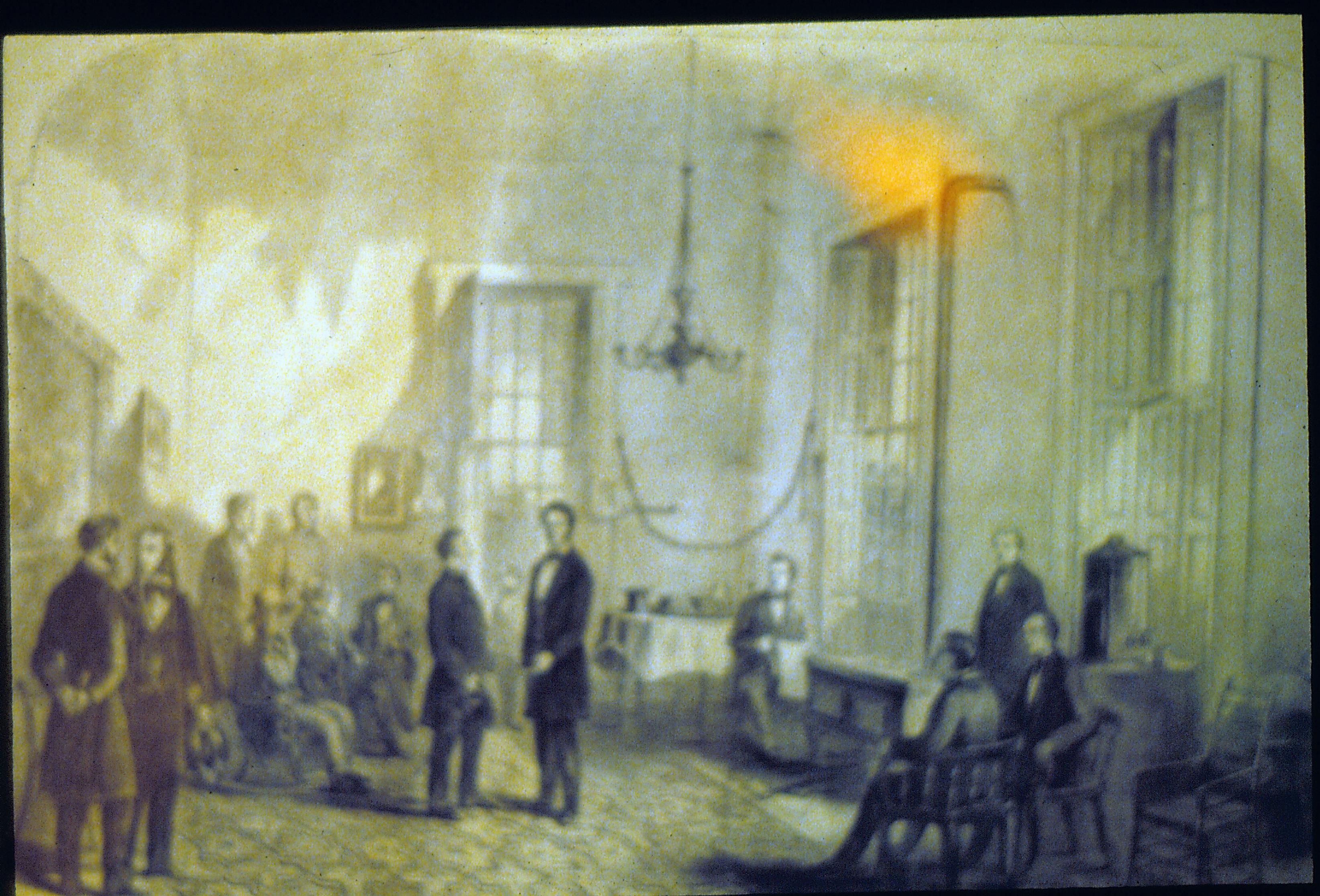 Lincoln in governors office (drawing). Old State Capitol, Springfield, IL. Old State Capitol