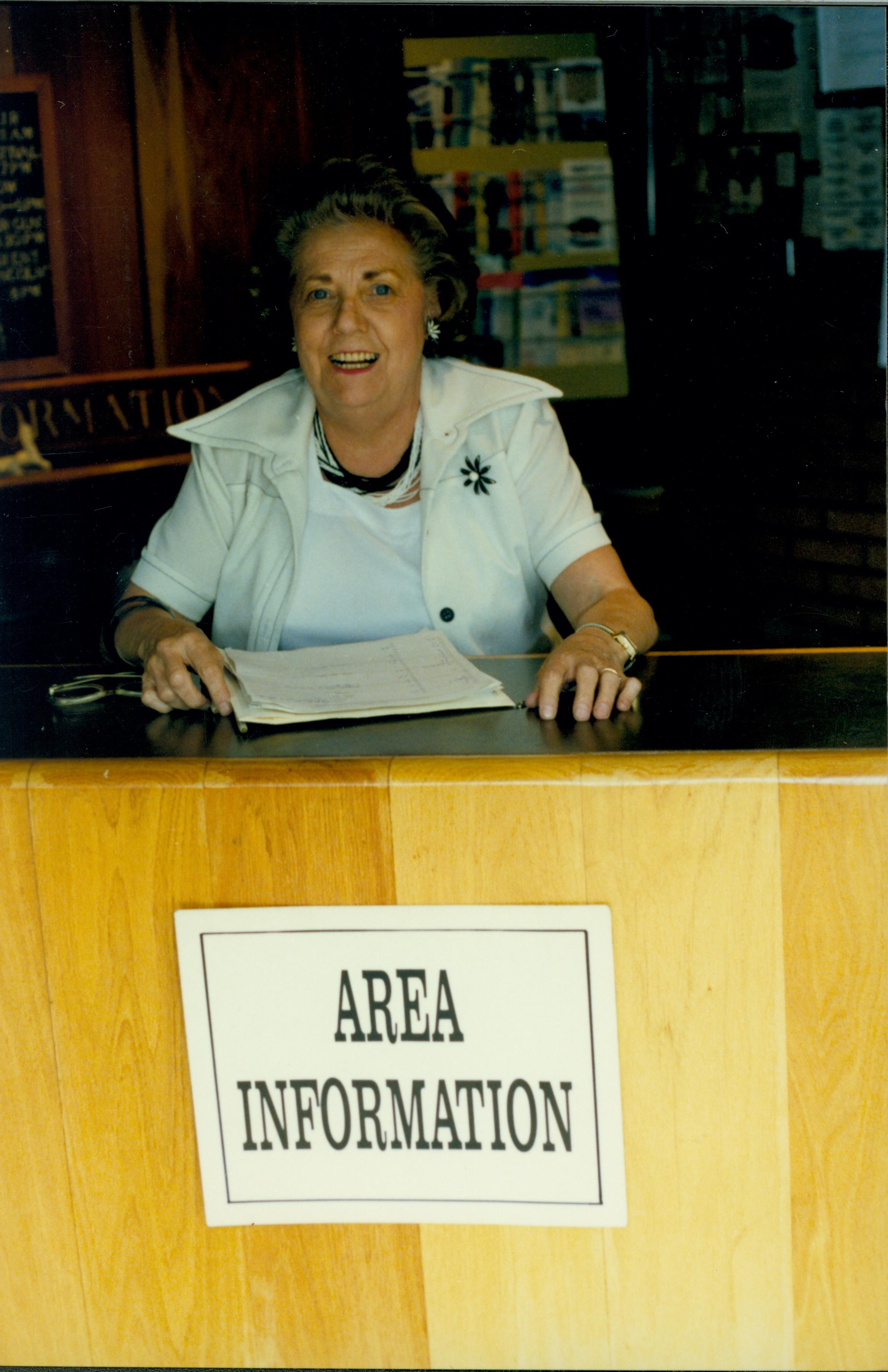 Mary Lou Livingstone - Springfield City Desk at LIHO Visitor Center Looking North into VC.  This was a walk-up desk from the outside near the south doors SCVB, Visitor Center, staff