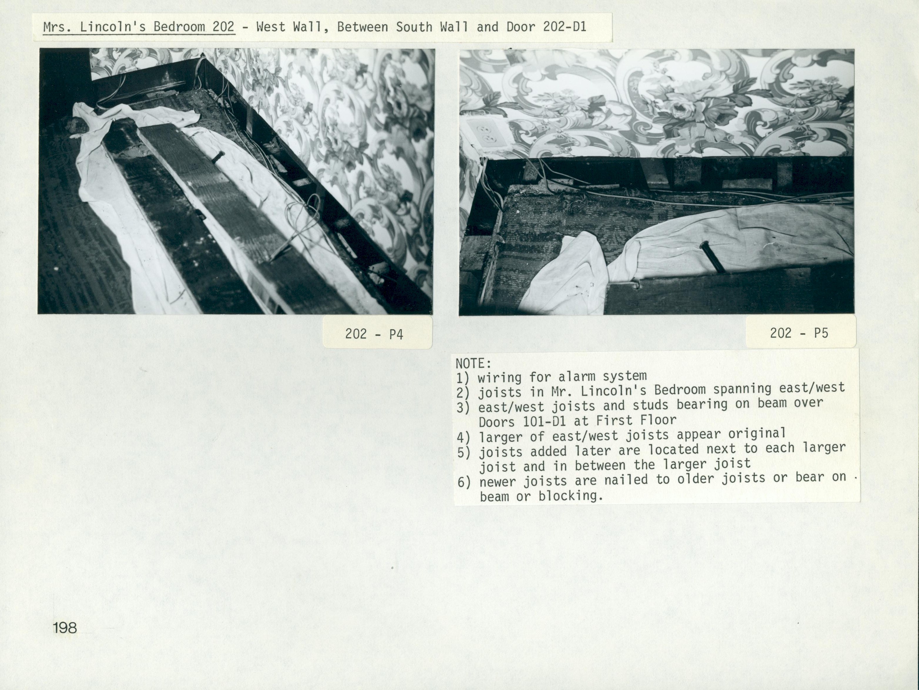 Mrs. Lincoln's Bedroom 202 - West Wall, Between South Wall and Door 202-D1 P4 and P5 