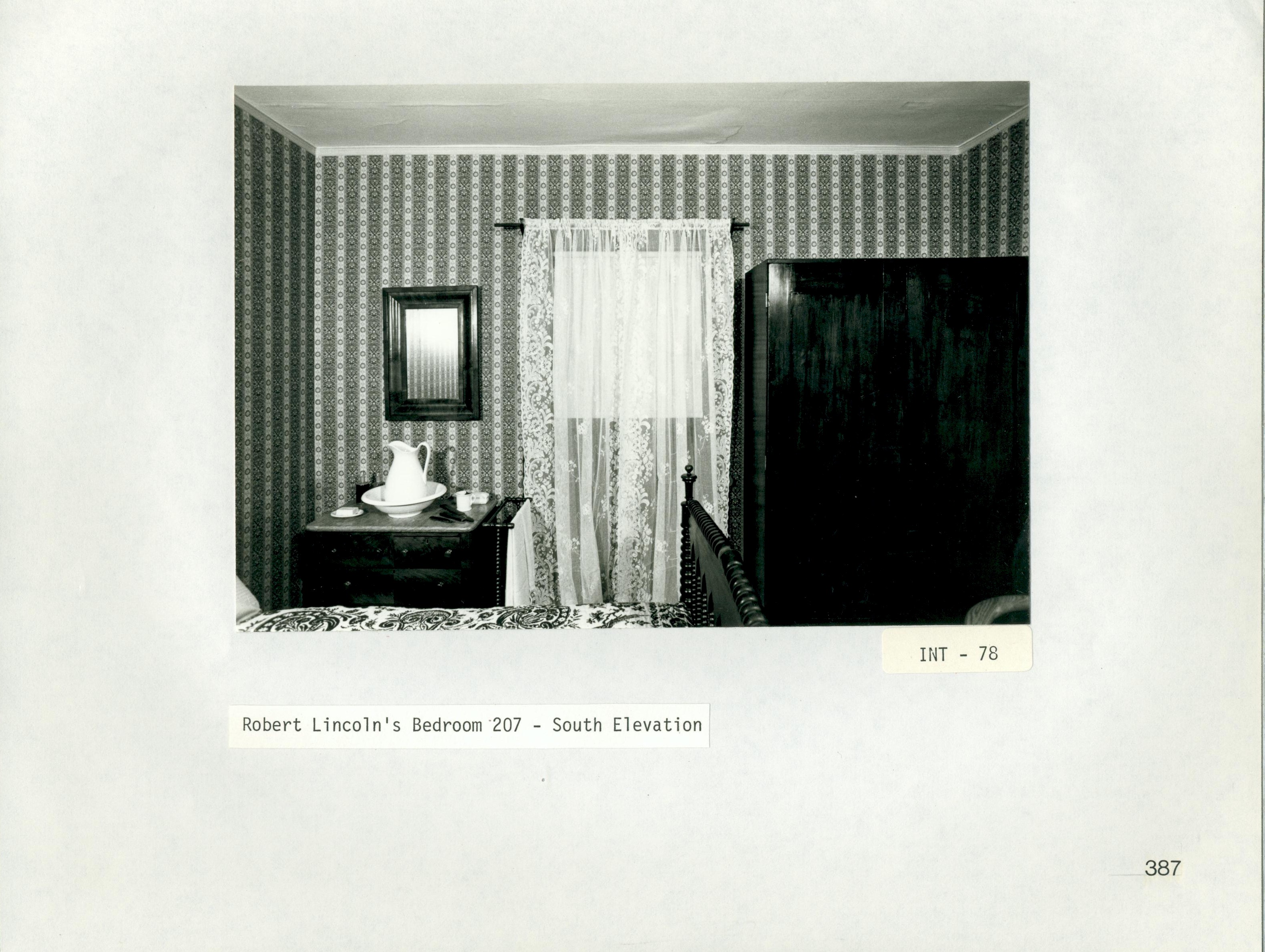 Robert Lincoln's Bedroom 207 - South Elevation INT-78 Robert, bedroom, Lincoln Home