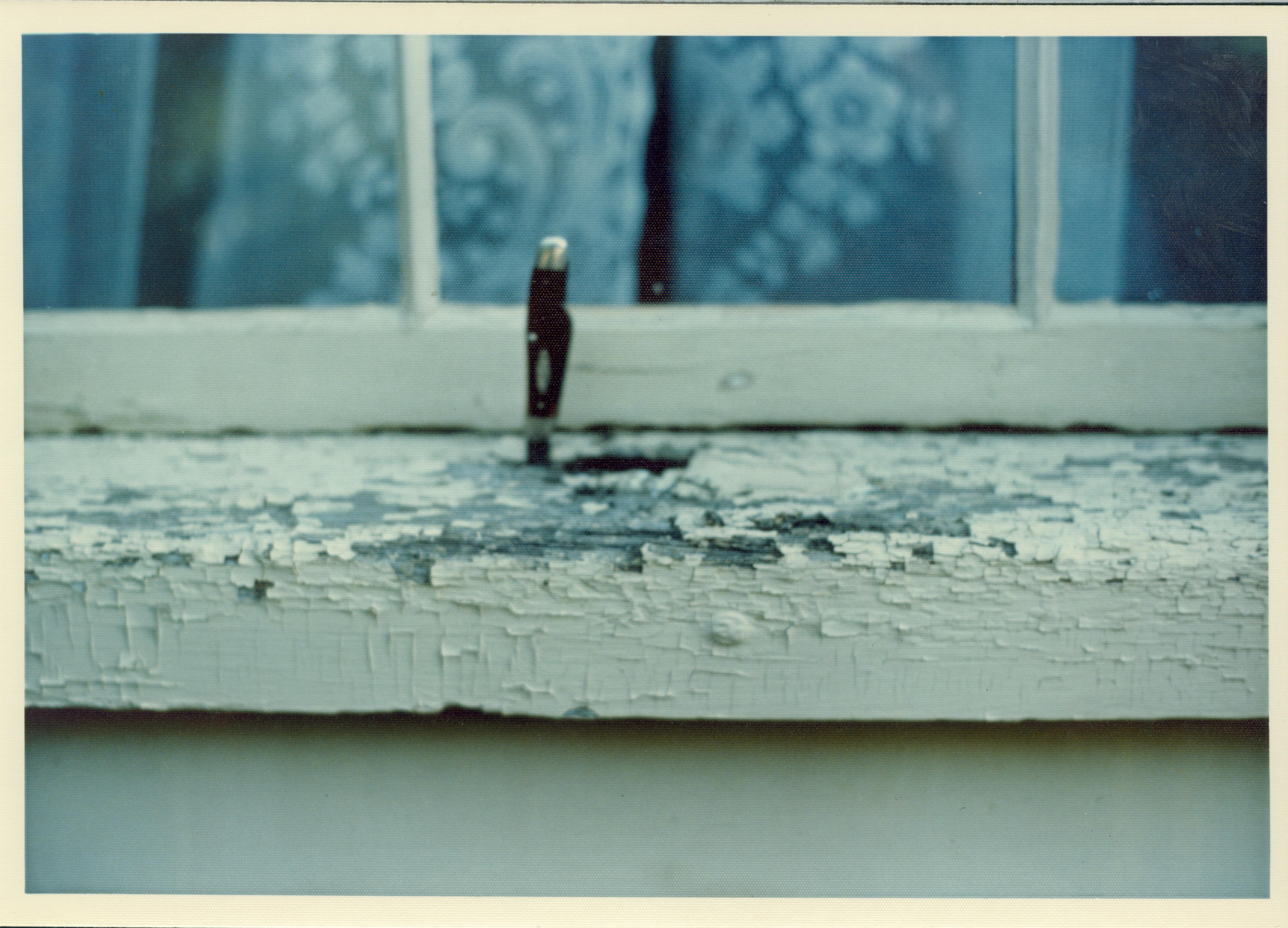 Lincoln Home - Window sill, with knife to show depth of damage neg#14, class#2 Lincoln, home, maintenance, woodwork, painting, detail