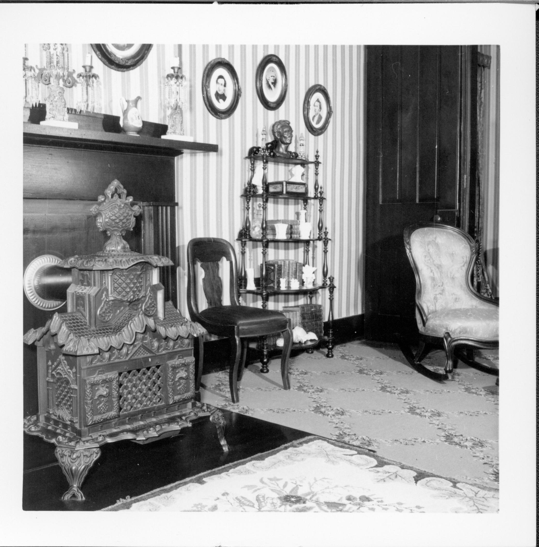 Temple Parlor Stove - Formal Parlor neg.#3, class.#7 Lincoln, Home, front, parlor, stove