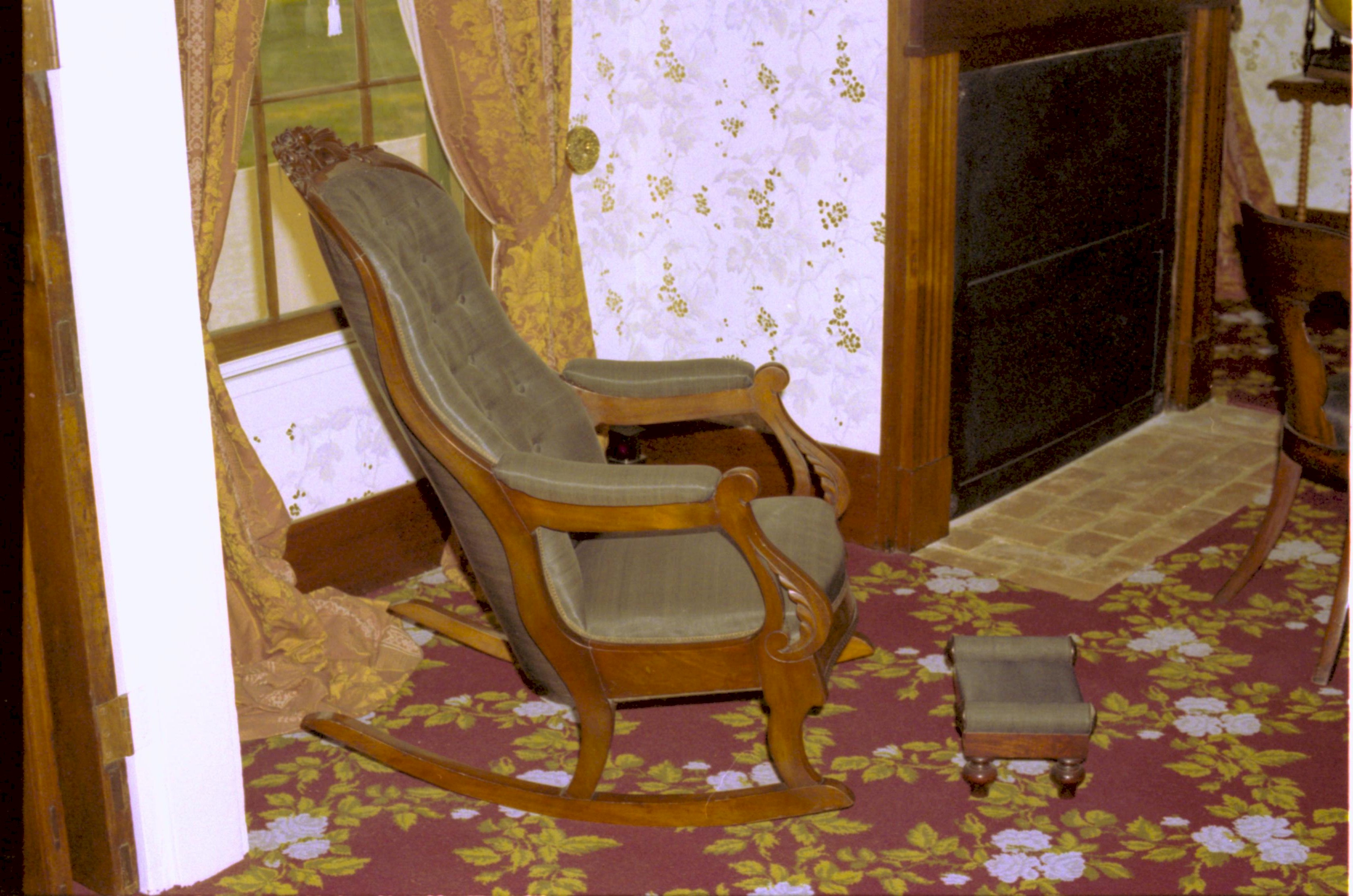 NA #19 Rocking chair; #39 footstool Lincoln, Home, Front, Parlor, rocking, chair, footstool