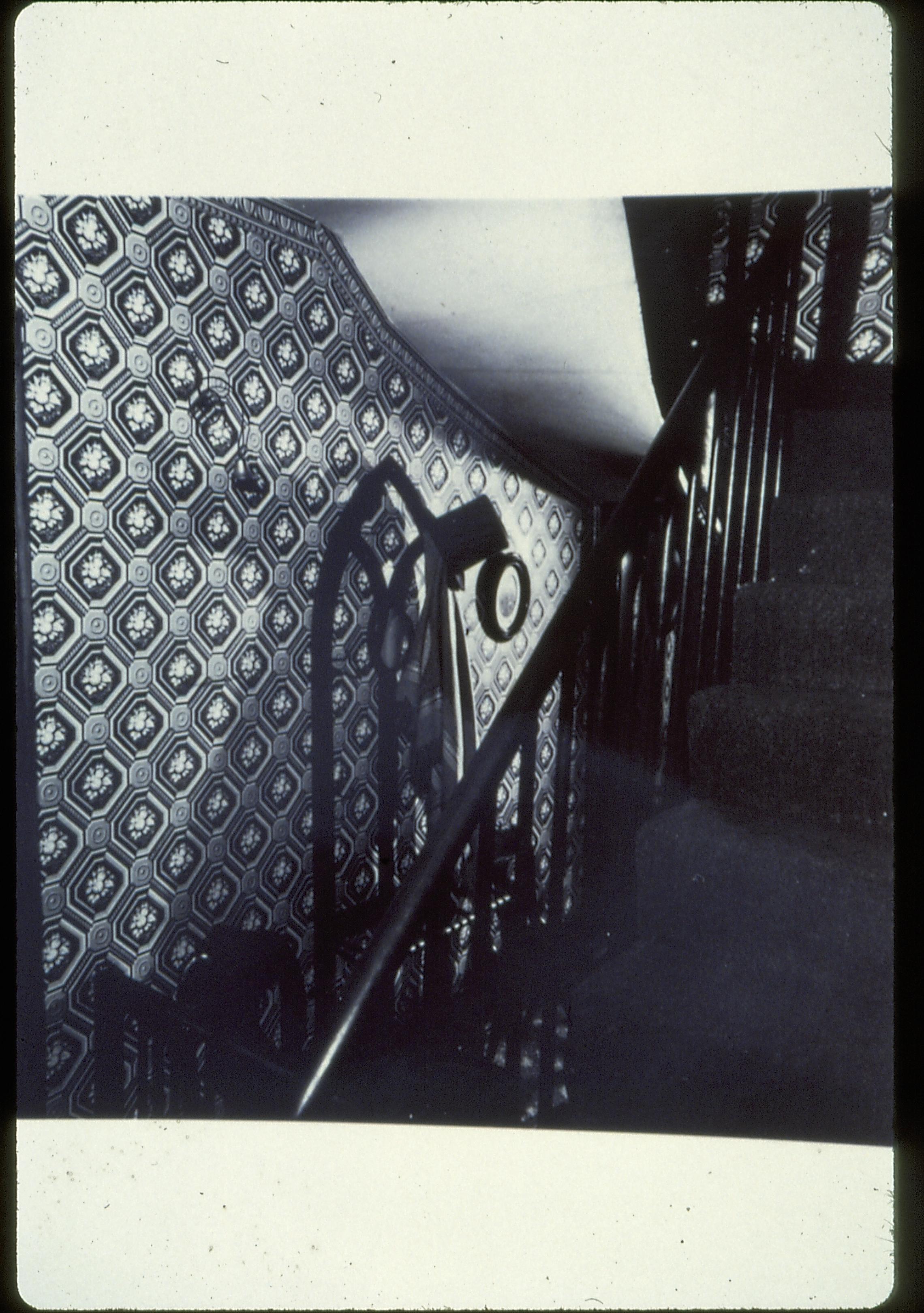 Entrance to Lincoln Home, Nov. 7, 1958 Lincoln, Home, entrance hall, staircase, coat rack, mirror