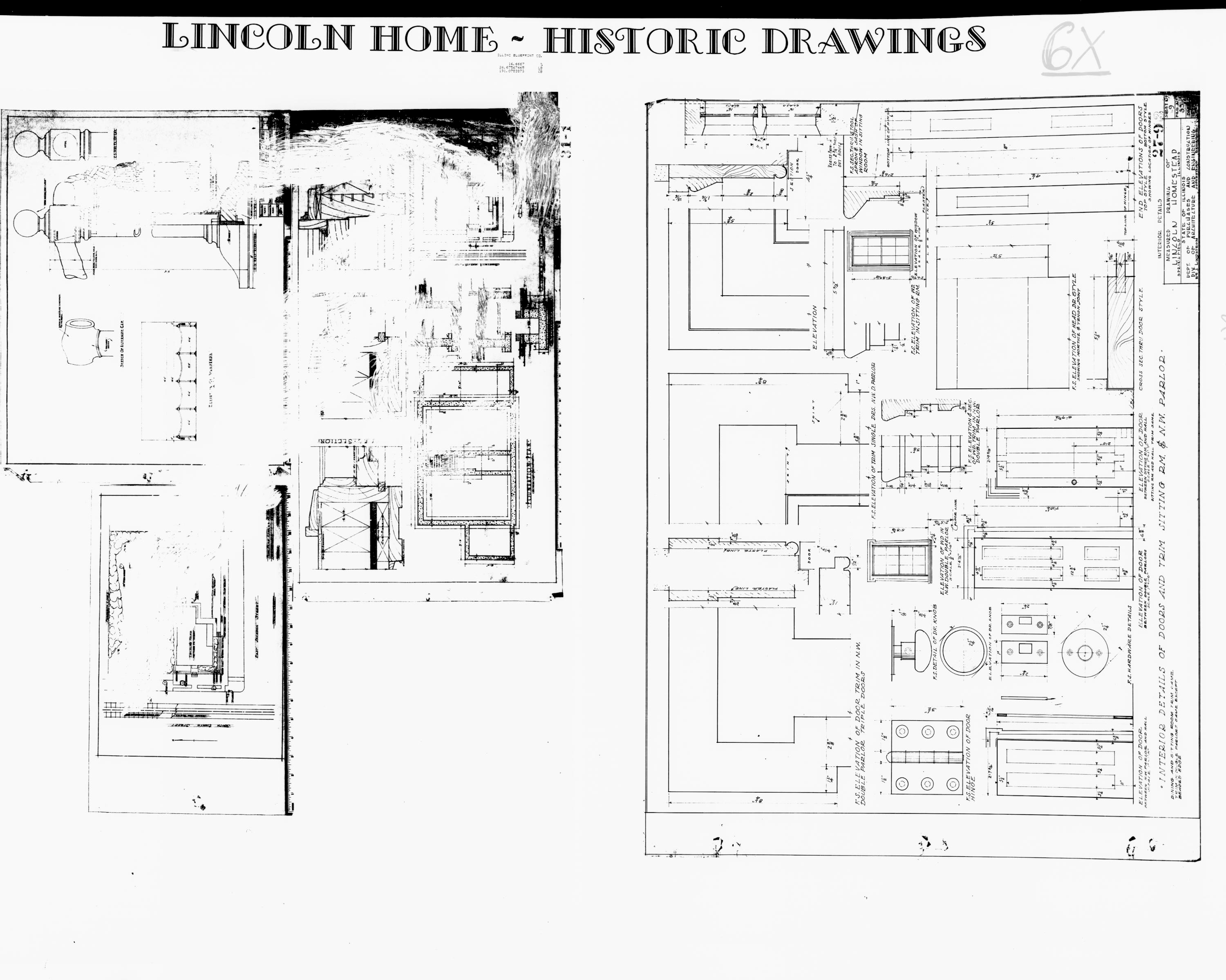 Lincoln Home - Historic Drawings - Interior Details - Measured Drawing 11 Lincoln, home, historic drawings, Interior Details