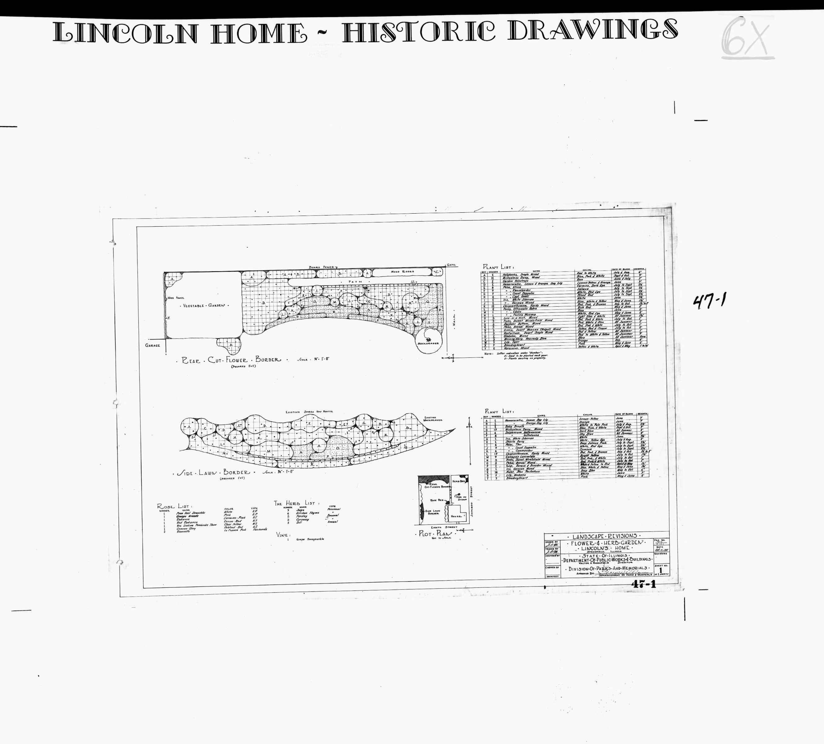 Lincoln Home - Historic Drawings 23 Lincoln, home, historic drawings, landscape revisions