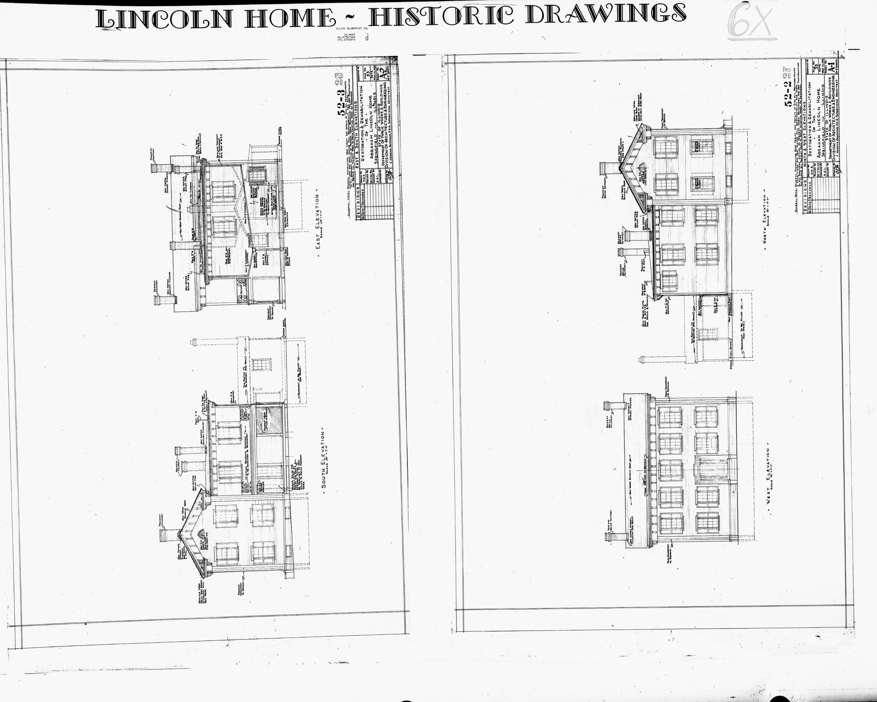 Lincoln Home - Historic Drawings  30 Lincoln, home, historic drawings, restoration & rehab, elevations