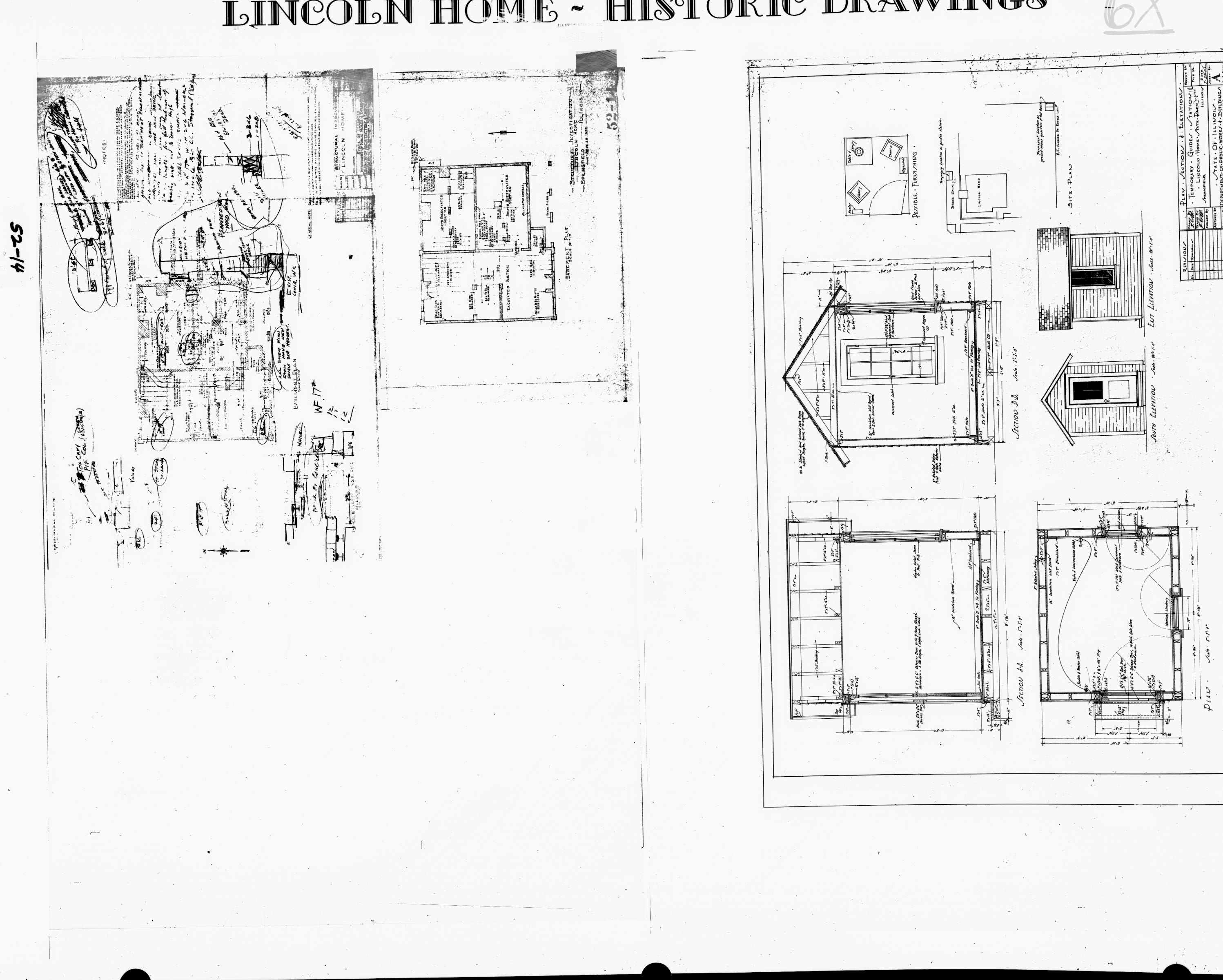 Lincoln Home - Historic Drawings  34 Lincoln, home, historic drawings, structural improvements, basement plan, guide station