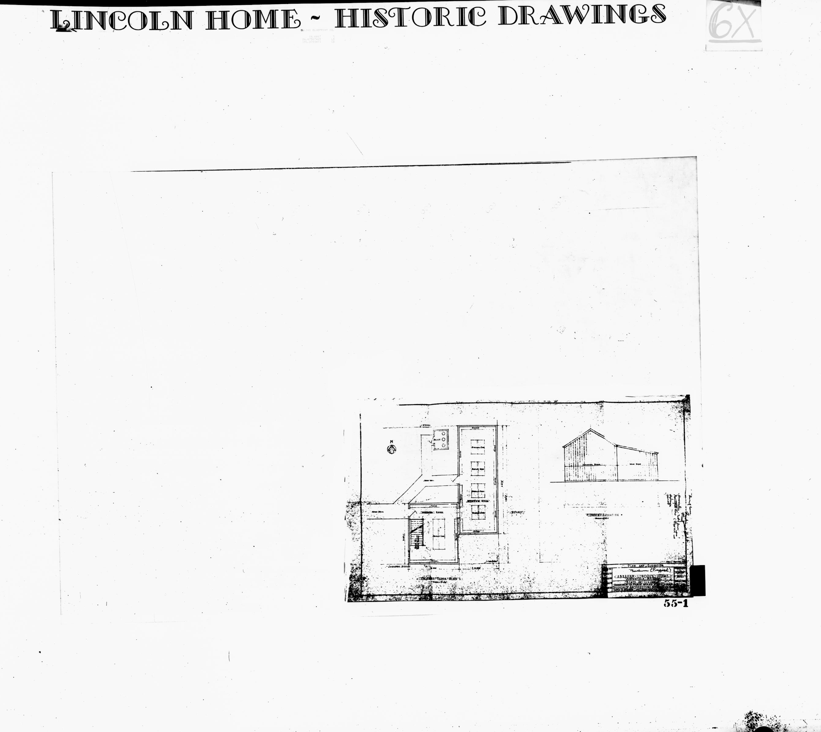 Lincoln Home - Historic Drawings  41 Lincoln, home, historic drawings, proposed museum building, sketch plan & elevation