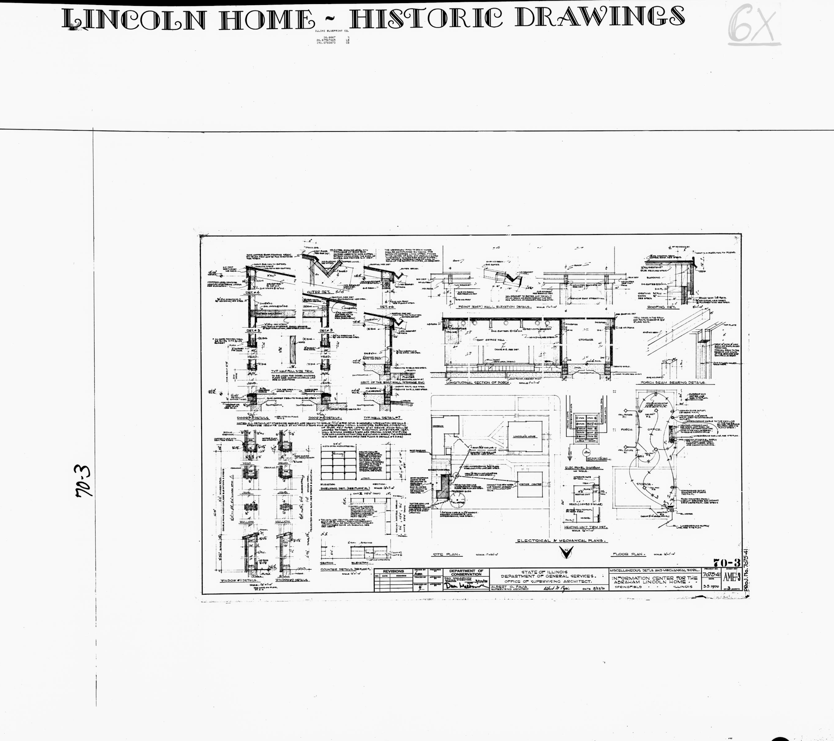 Lincoln Home - Historic Drawings  51 Lincoln, home, historic drawings, info center, misc. details & mechanical