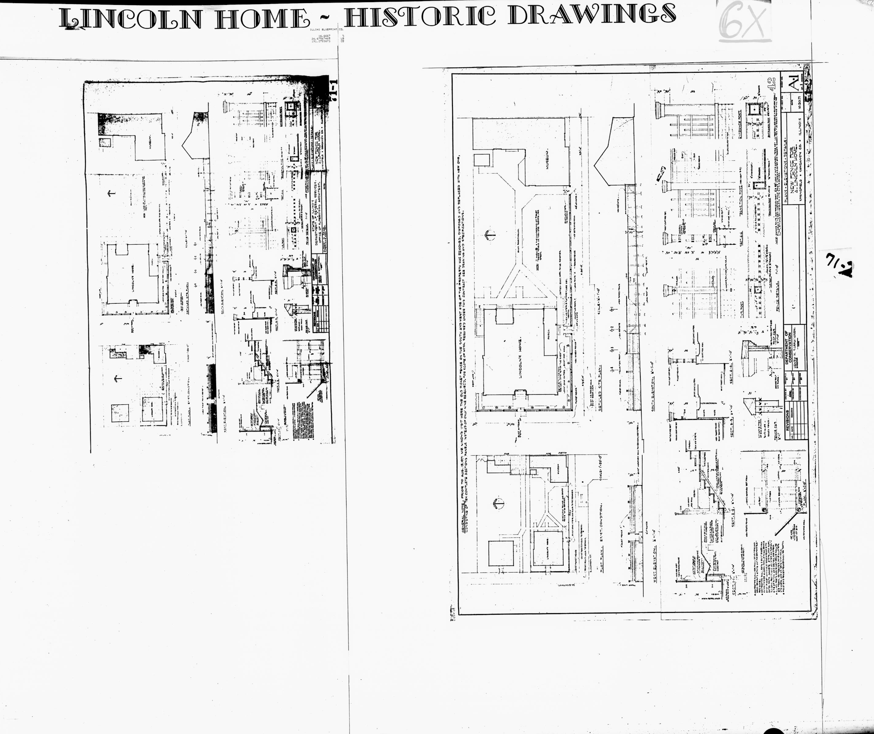 Lincoln Home - Historic Drawings  52 Lincoln, home, historic drawings, new fence, plan, elevation & details
