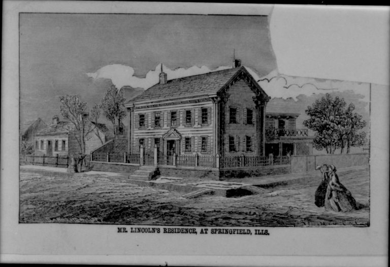 Mr. Lincoln's Residence at Springfield, Ills. drawing Lincoln, home