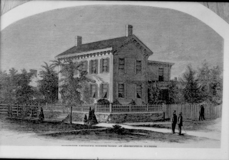President Lincoln's Former Home at Springfield, Illinois drawing Lincoln, home