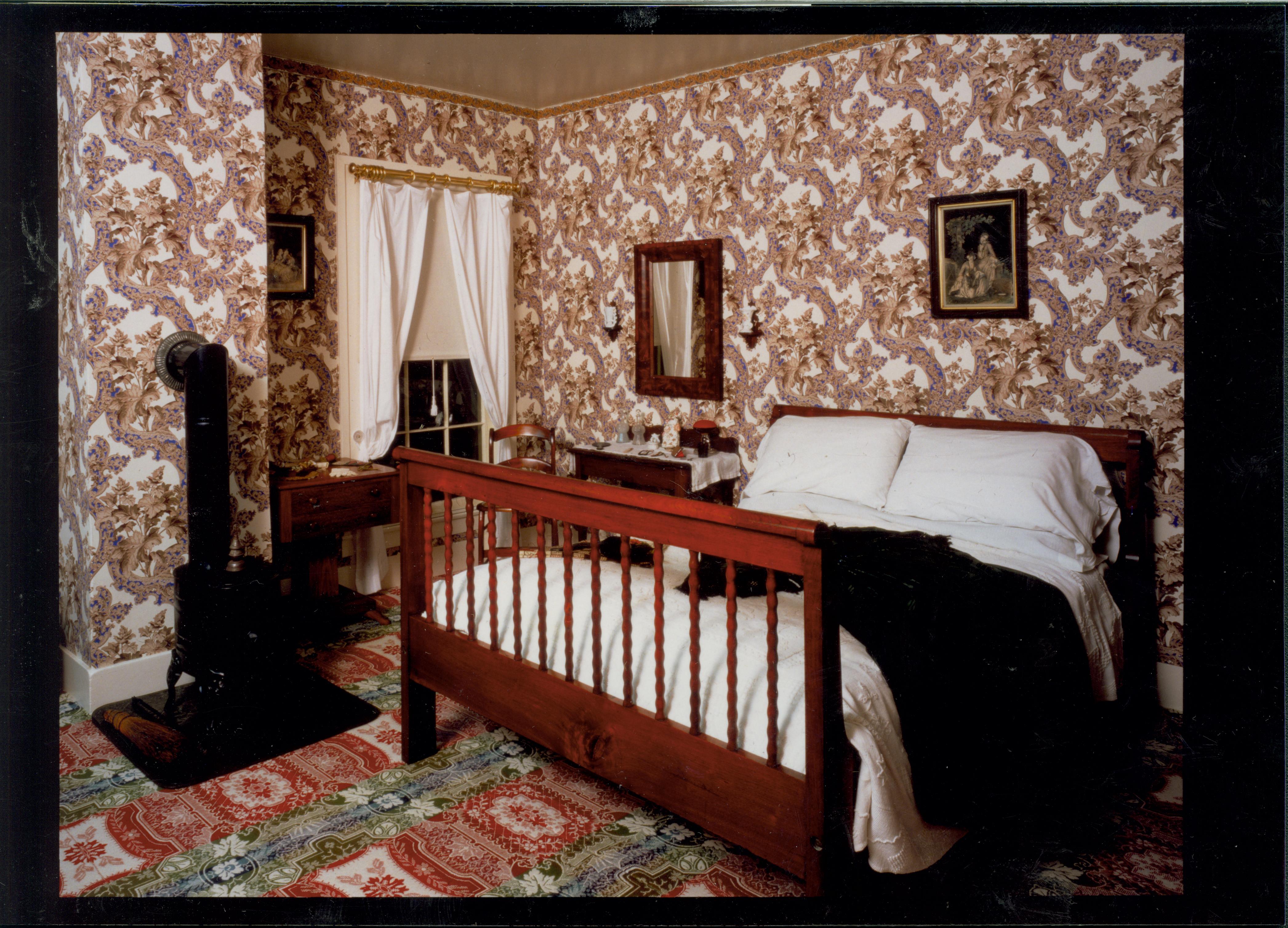 Mary Todds Room Job#44298,PG49,PIC2 Lincoln Home, Restoration, Mrs. Lincoln Room, Bedroom, Bed, Stove