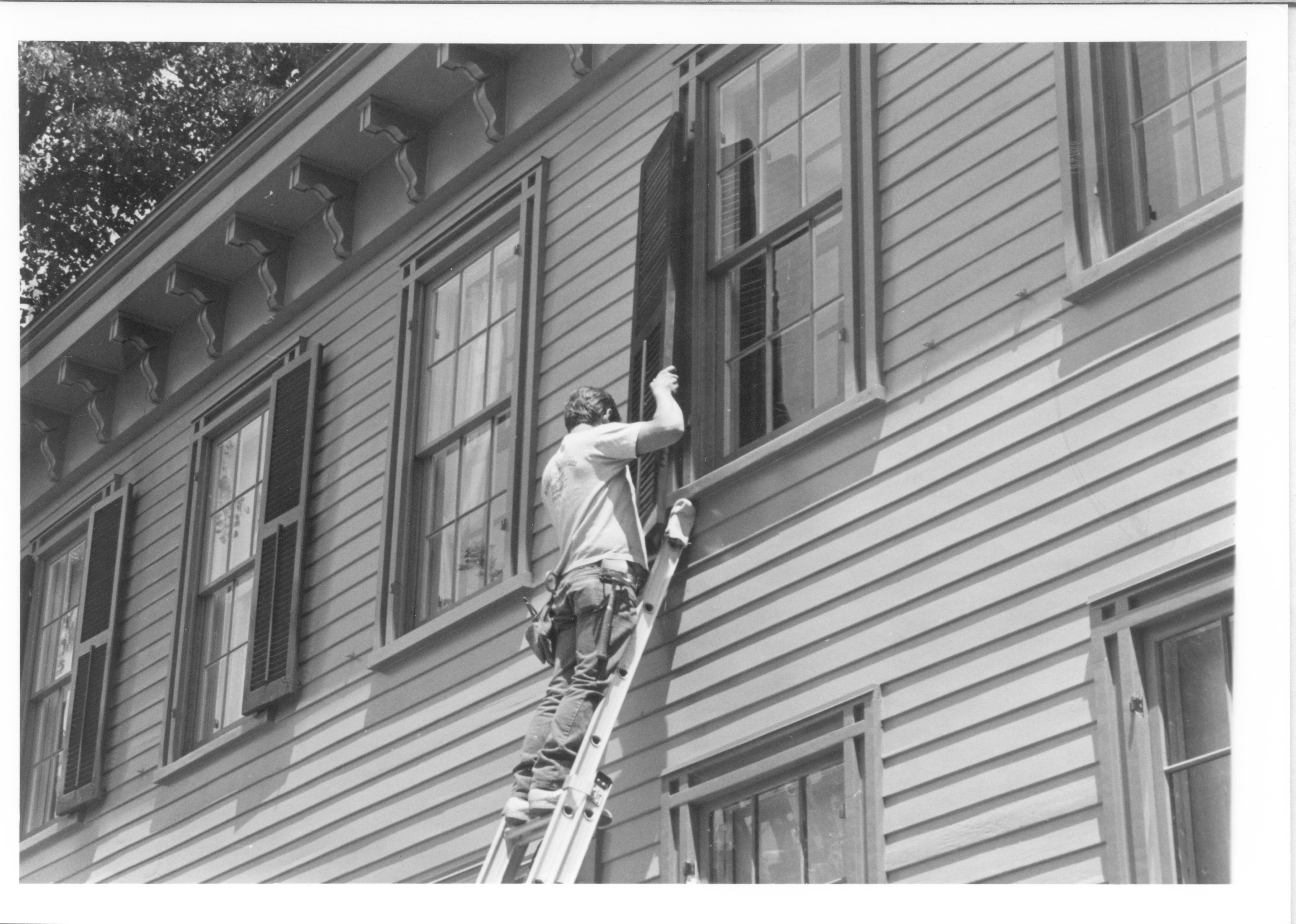 NA Lincoln Home, Restoration, Worker, Window, Shutter