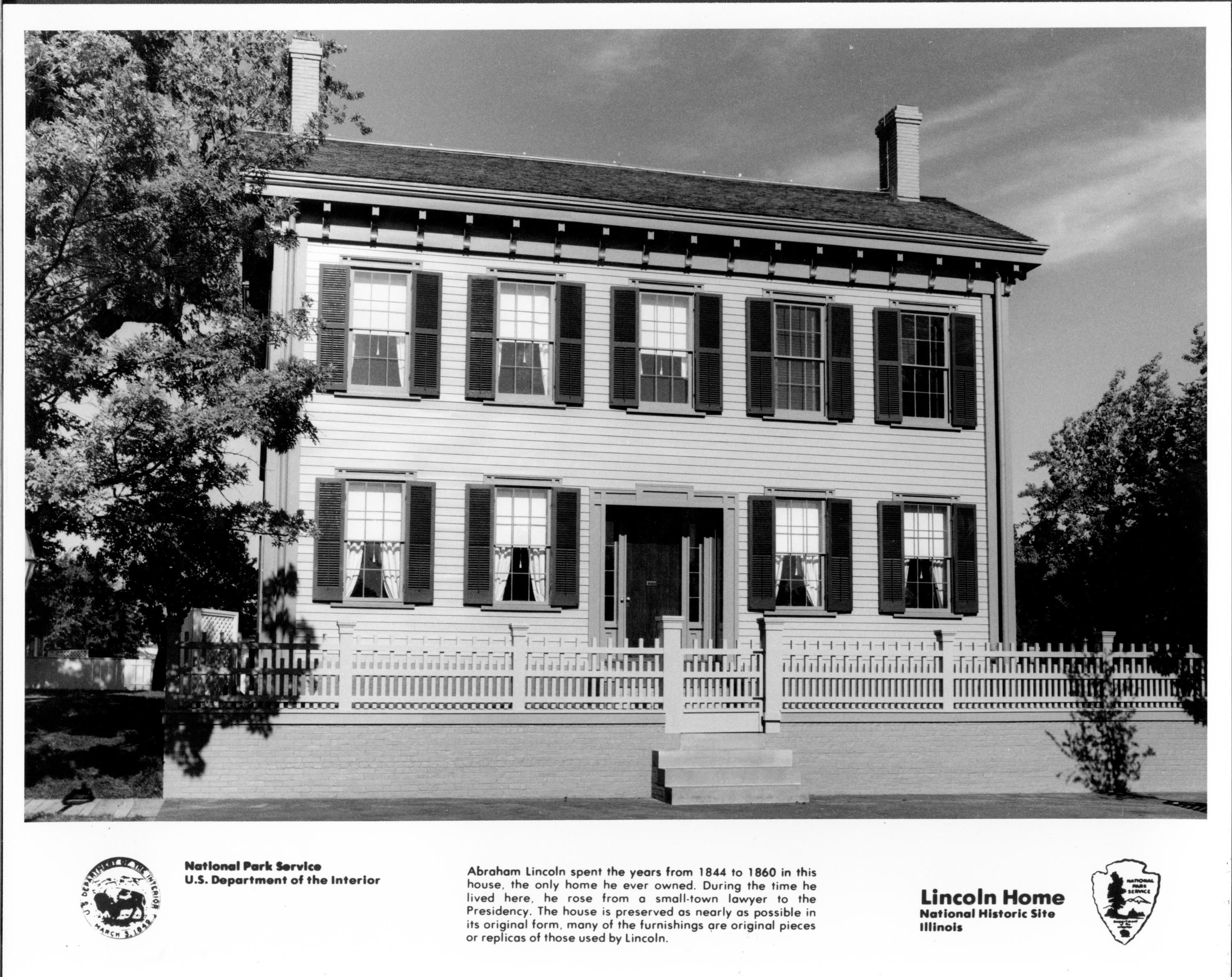The Lincoln Home as it appears at the conclusion of the restoratoin project. Front Exterior Lincoln Home, Restoration