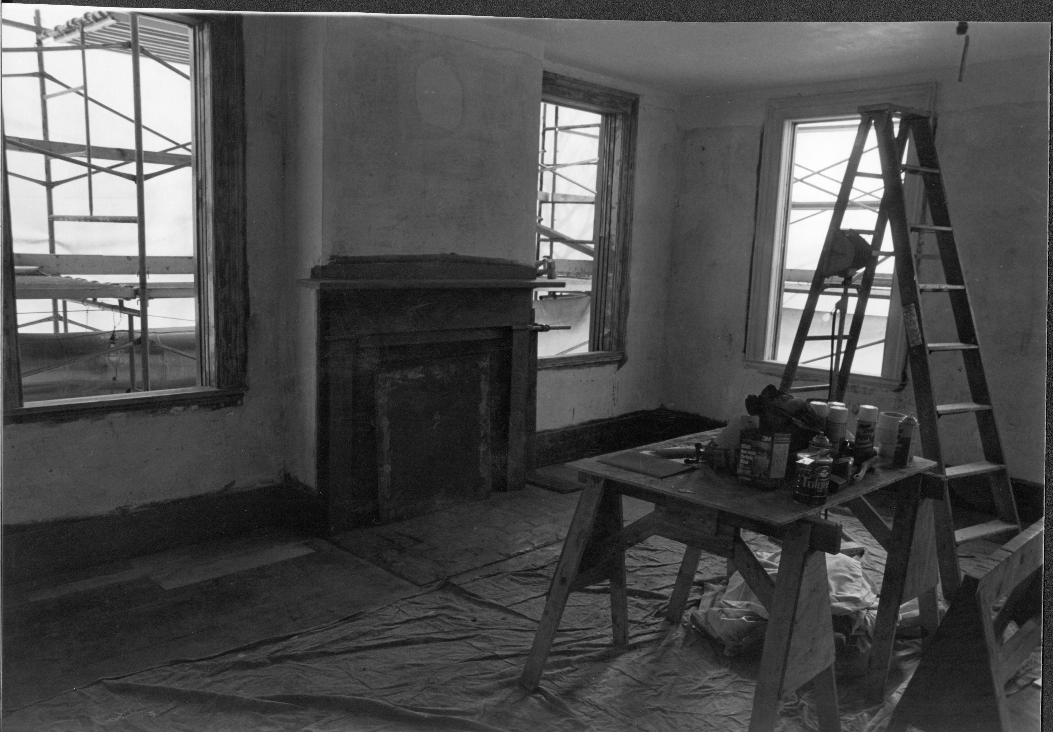 The sitting room of the Lincoln Home during the restoration project. Sitting Room Lincoln Home, Restoration, Sitting Room