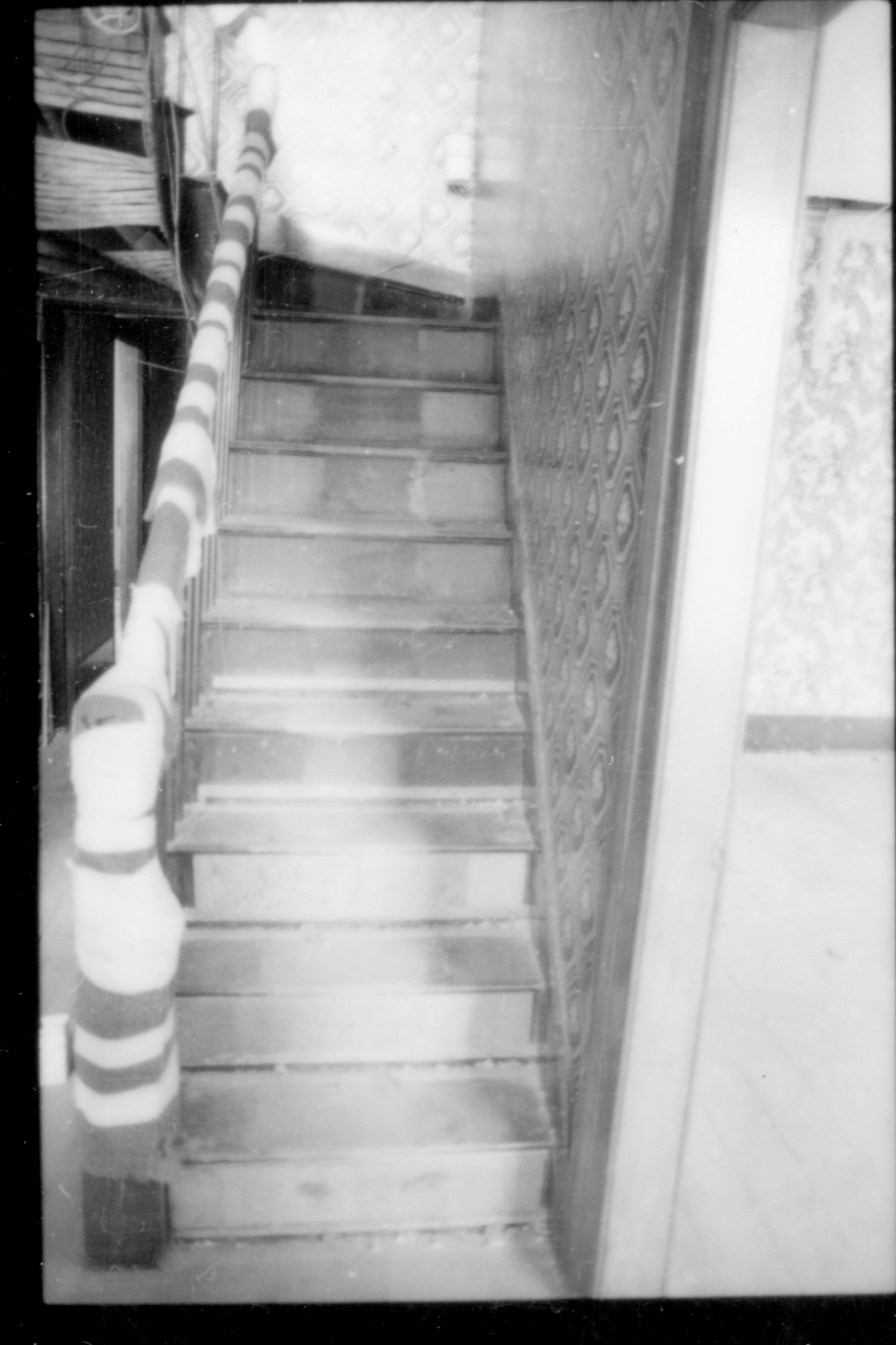 Front stairway during restoration. Lincoln Home, Restoration