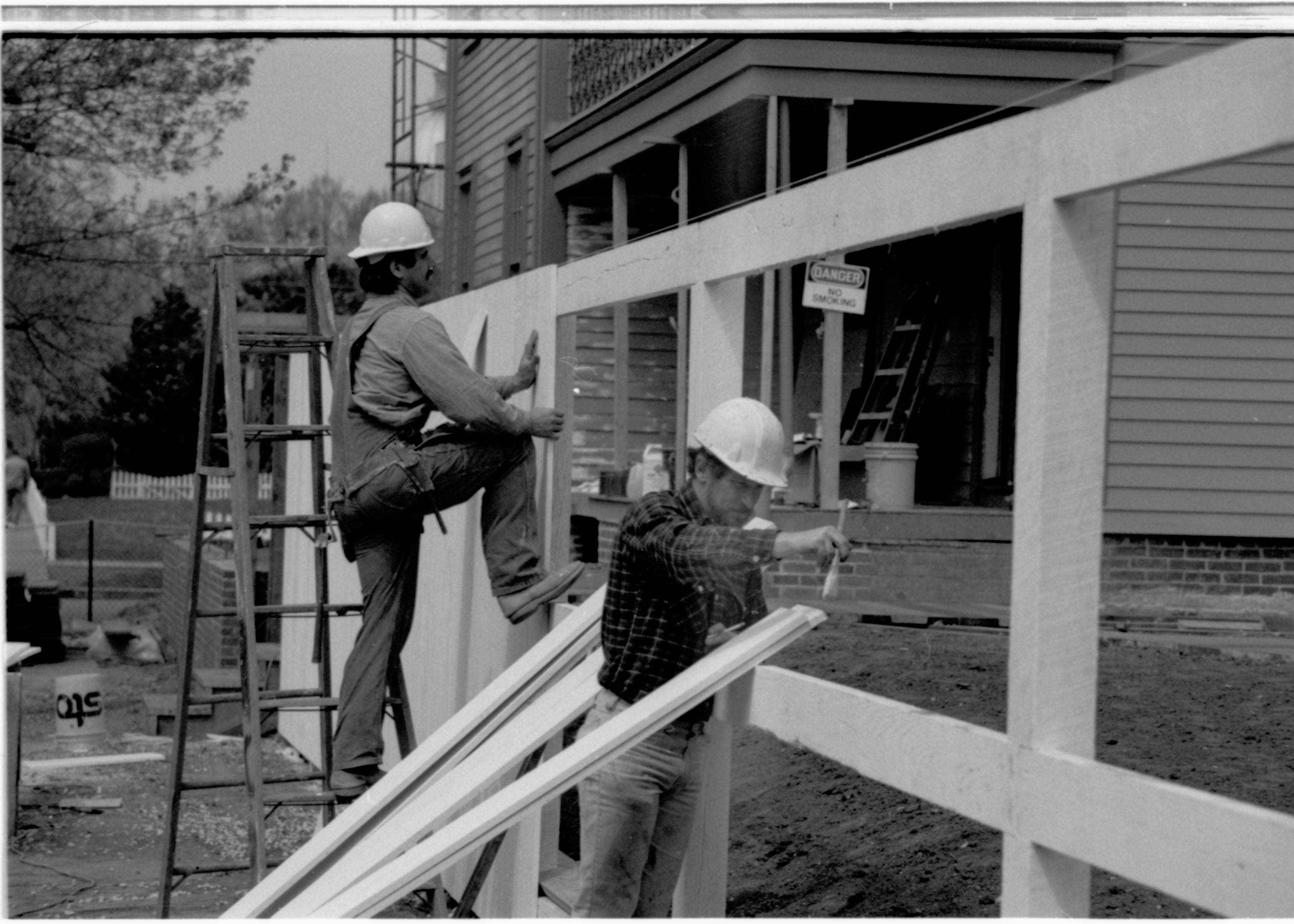 NA neg. sleeve (Home Restoration - fence, sod, press conf.) Lincoln, Home, restoration, fence, south