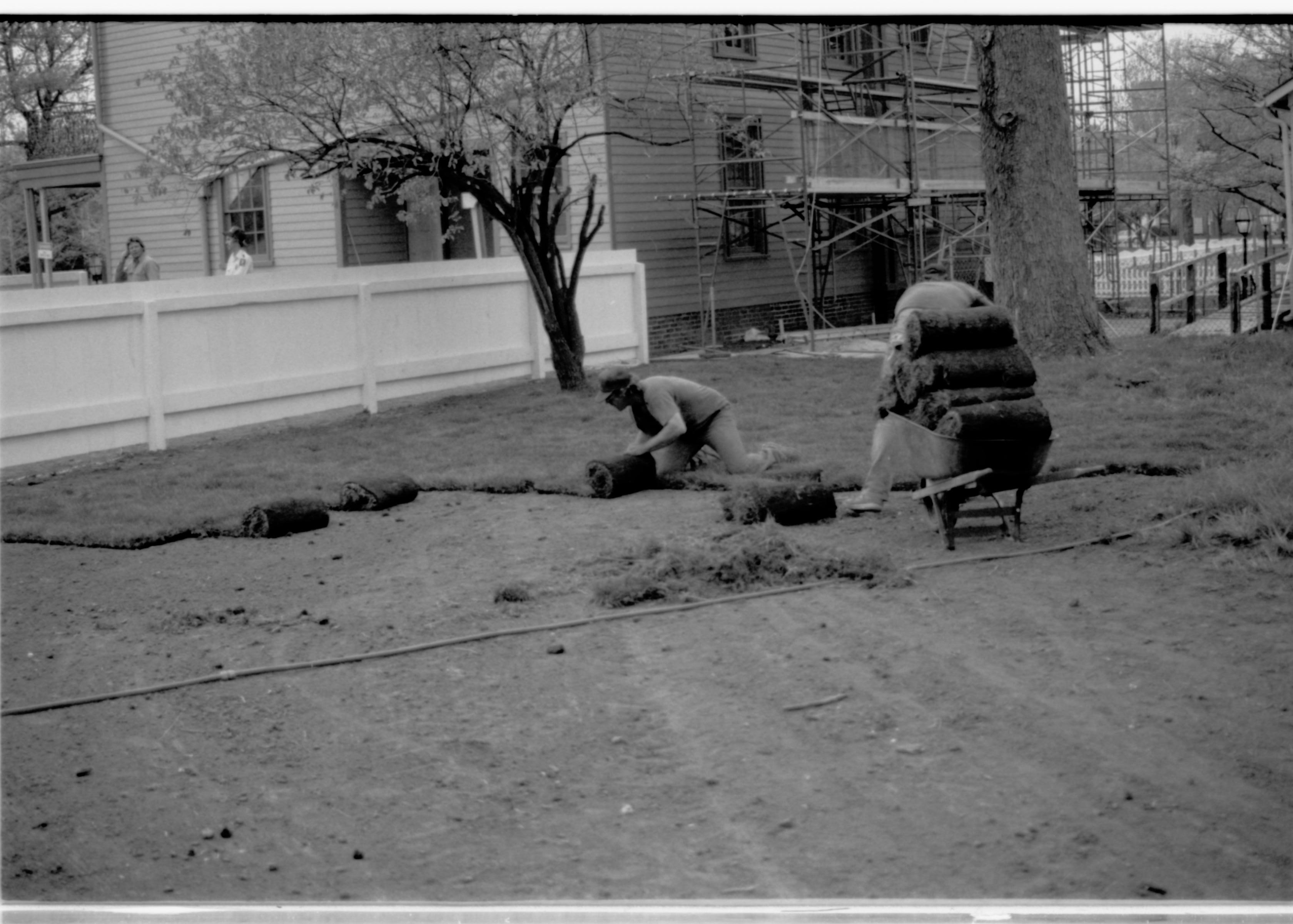 NA neg. sleeve (Home Restoration - fence, sod, press conf.) Lincoln, Home, restoration, sod