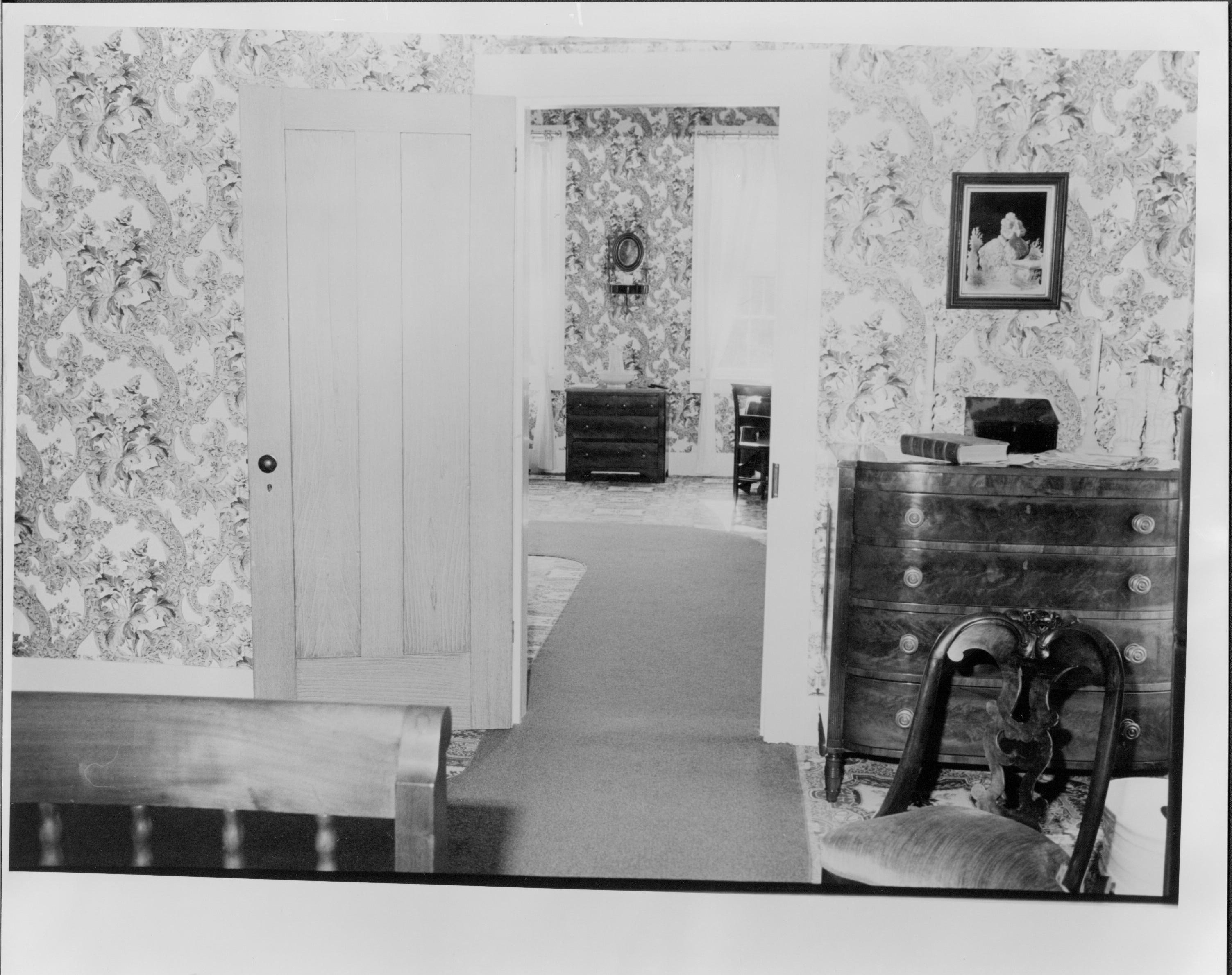 NA Mrs. Lincoln's Bedroom Lincoln Home, Bedroom, Mrs. Lincoln, furnishings, view looking west into Mr. Lincoln's bedroom