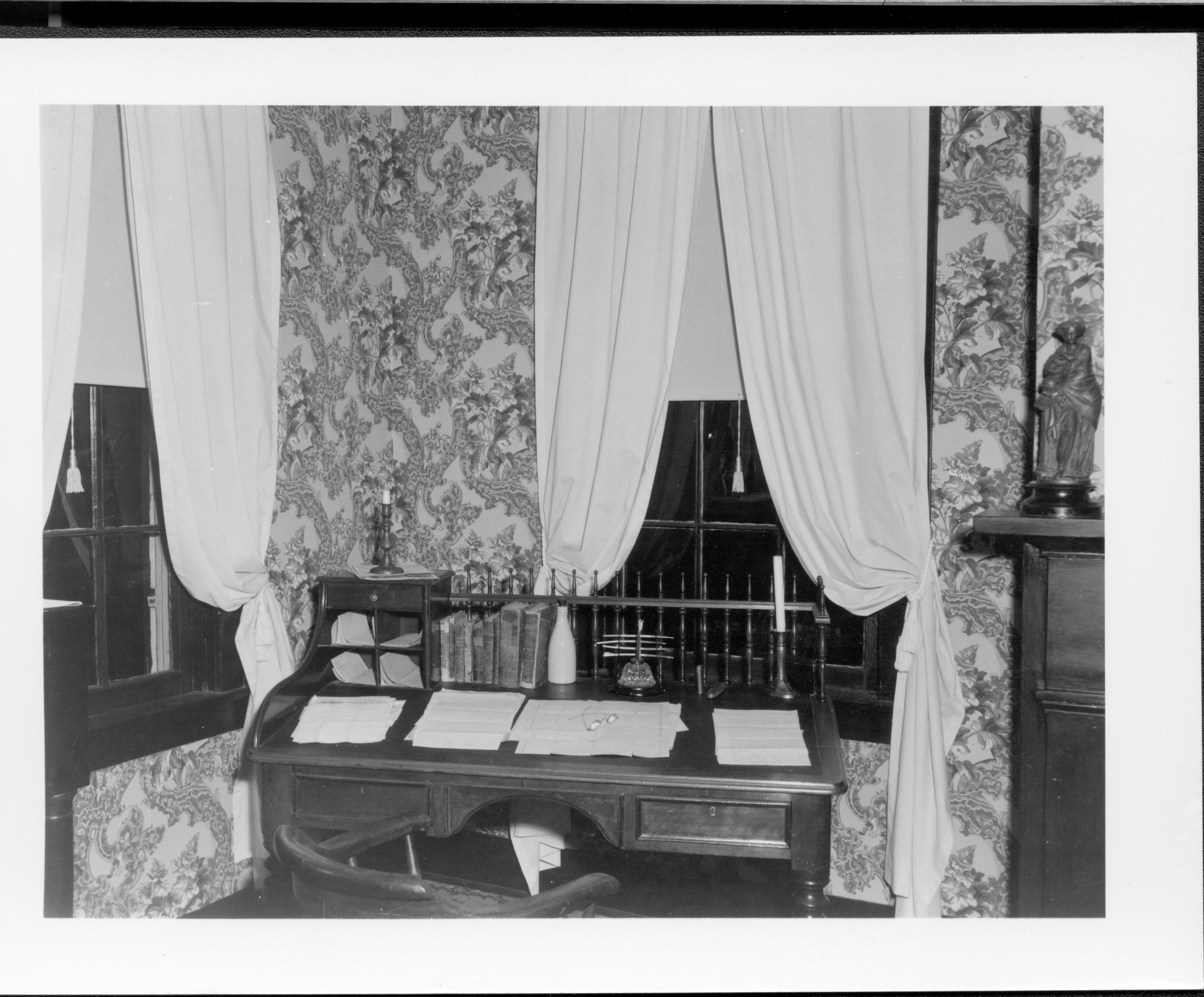 Spindle Desk - Lincoln's Home class 7, picture 642 Lincoln Home, Bedroom, spindle table, papers