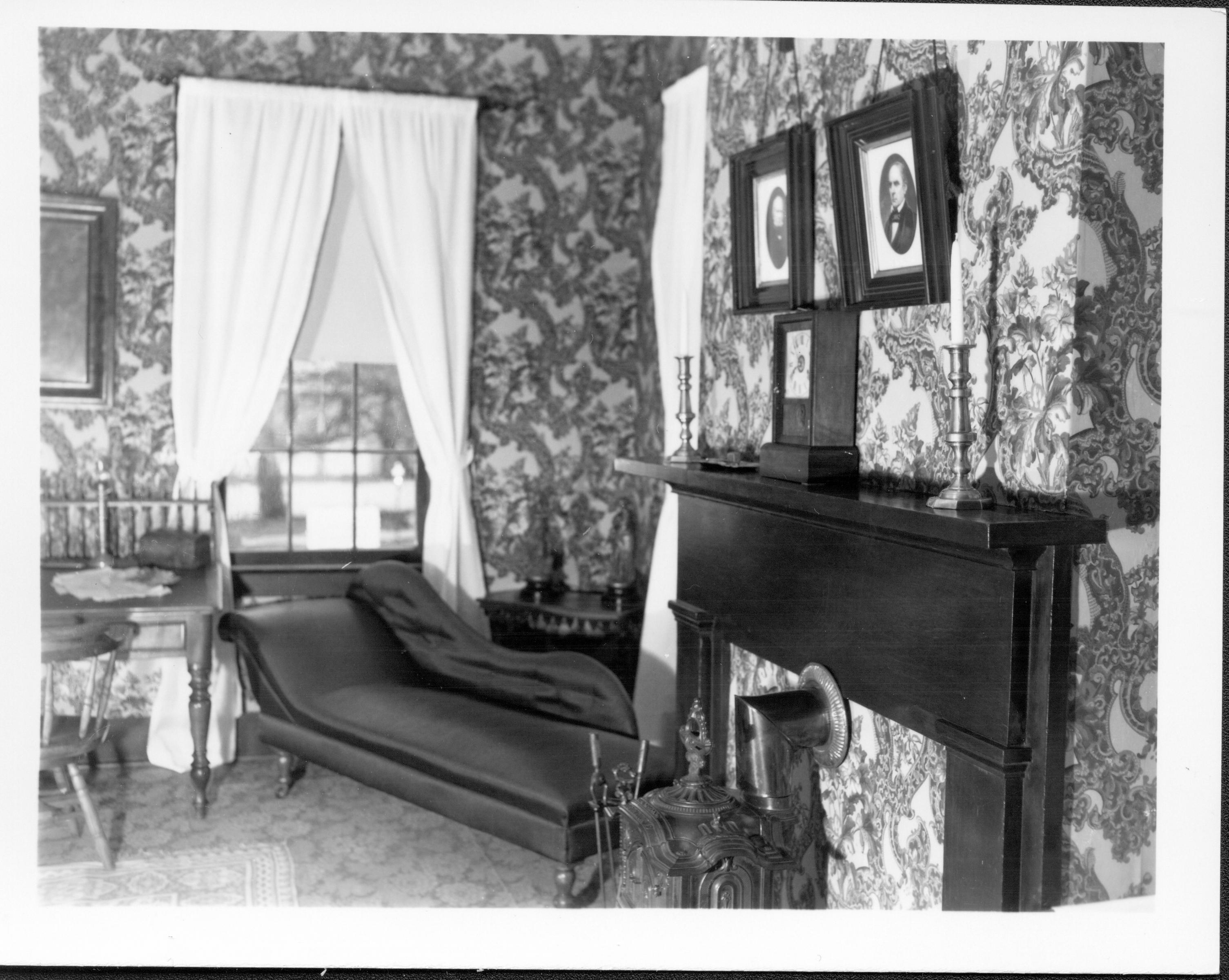 Spindle Desk - Lincoln's Home class 1, picture 23 Lincoln Home, Bedroom, fireplace, chaise lounge