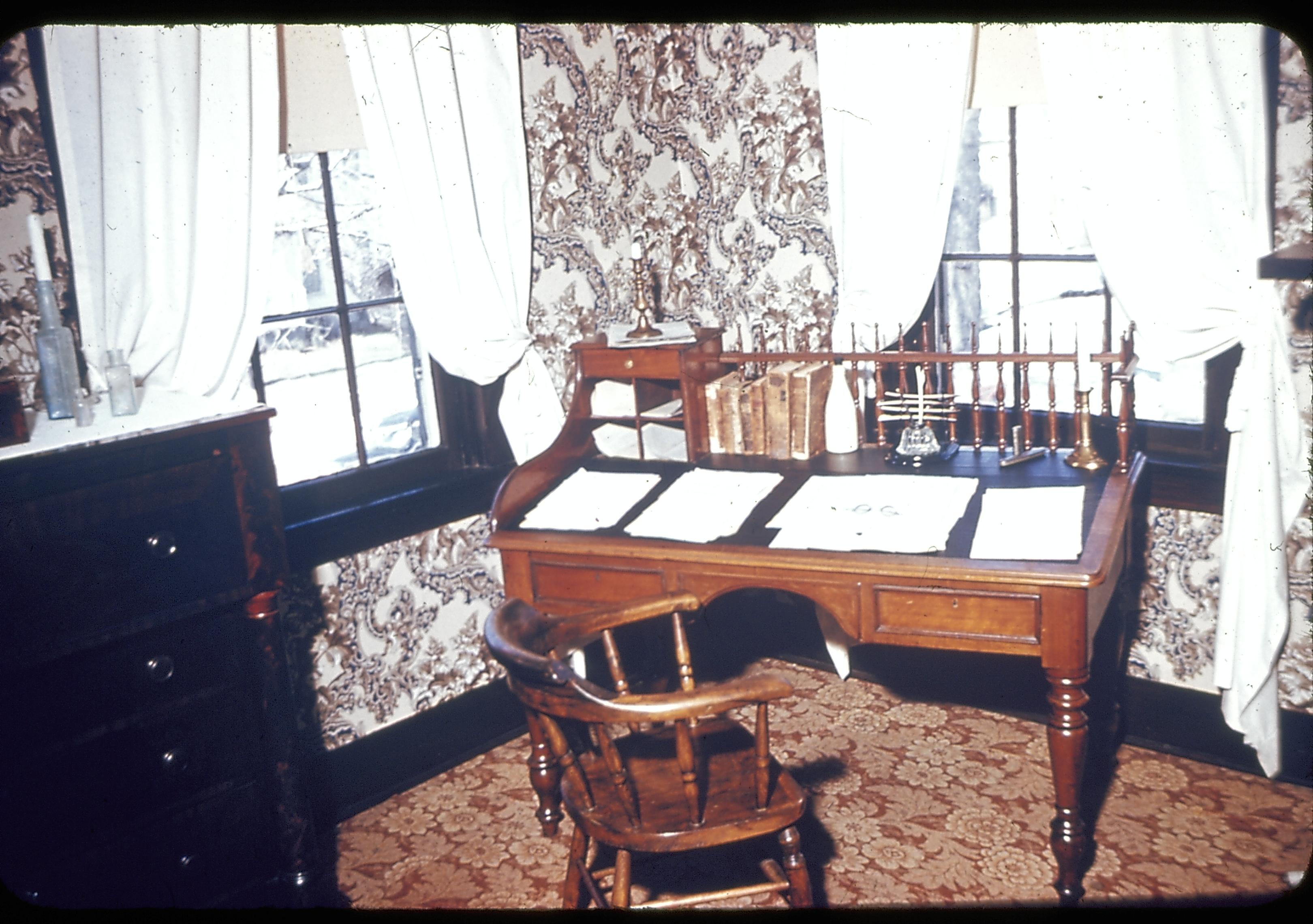 Lincoln's Bedroom Lincoln Home, Bedroom, spindle desk, chair, window