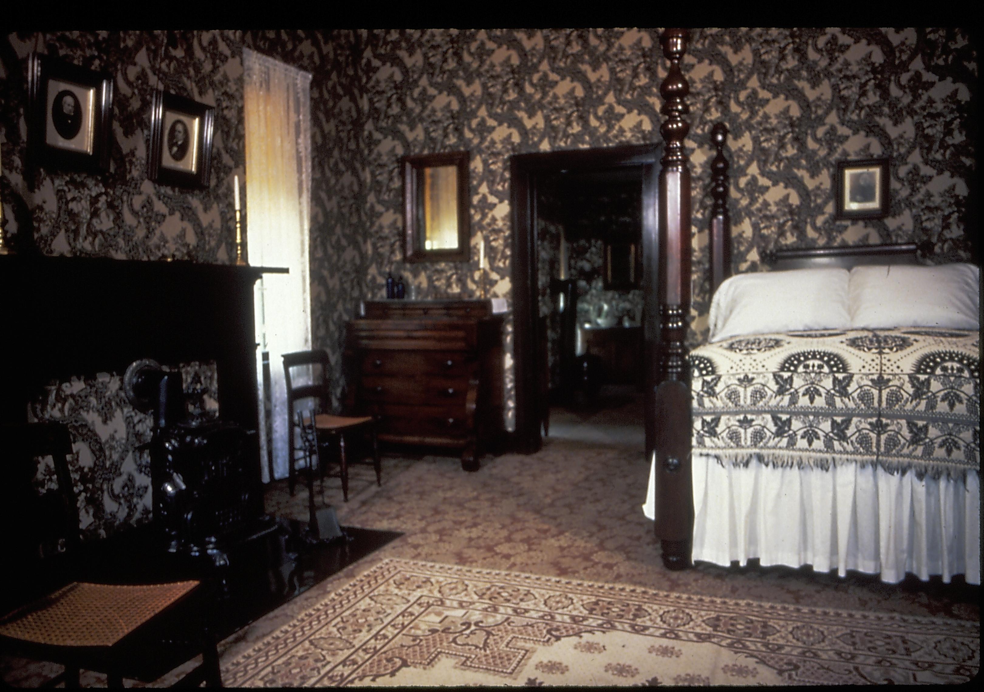 Lincoln's Bedroom Mr. Lincoln's Bedroom Lincoln Home, Bedroom, bed, fireplace, chest, doorway, chairs