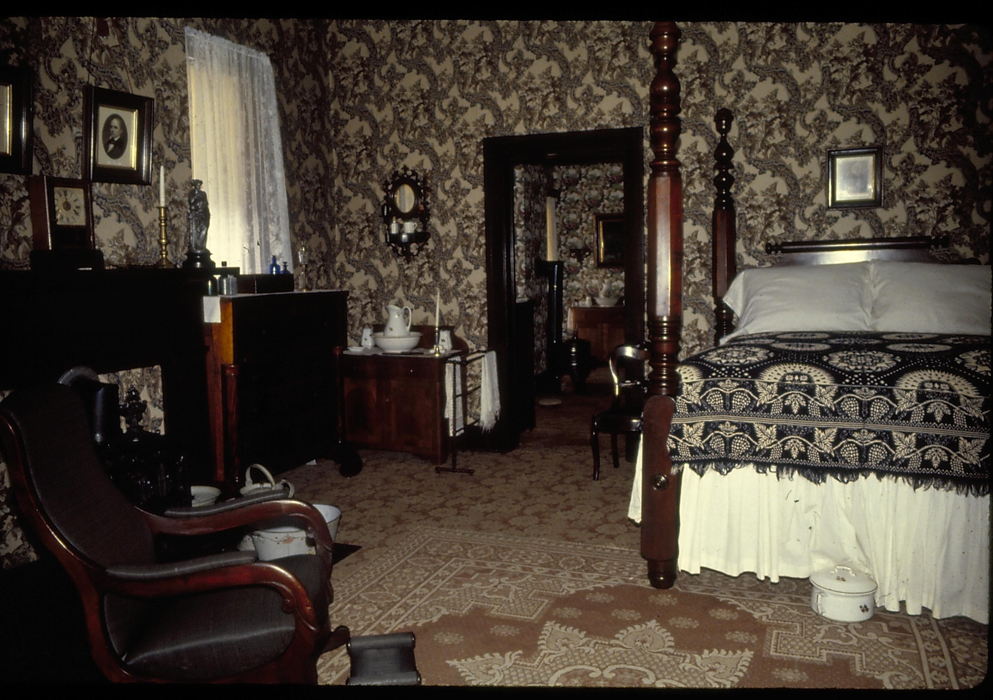 Lincoln's Bedroom 201, 3B.1 Lincoln Home, Bedroom, bed, rocking chair, doorway