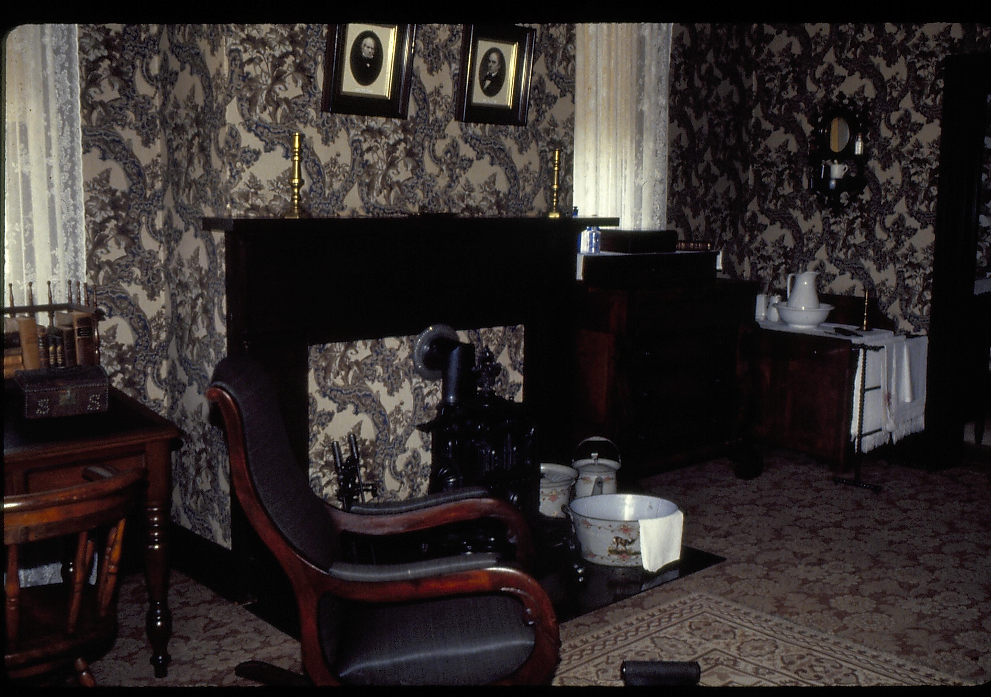 Lincoln's Bedroom 201, 3B.6 Lincoln Home, Bedroom, rocking chair, fireplace, chest