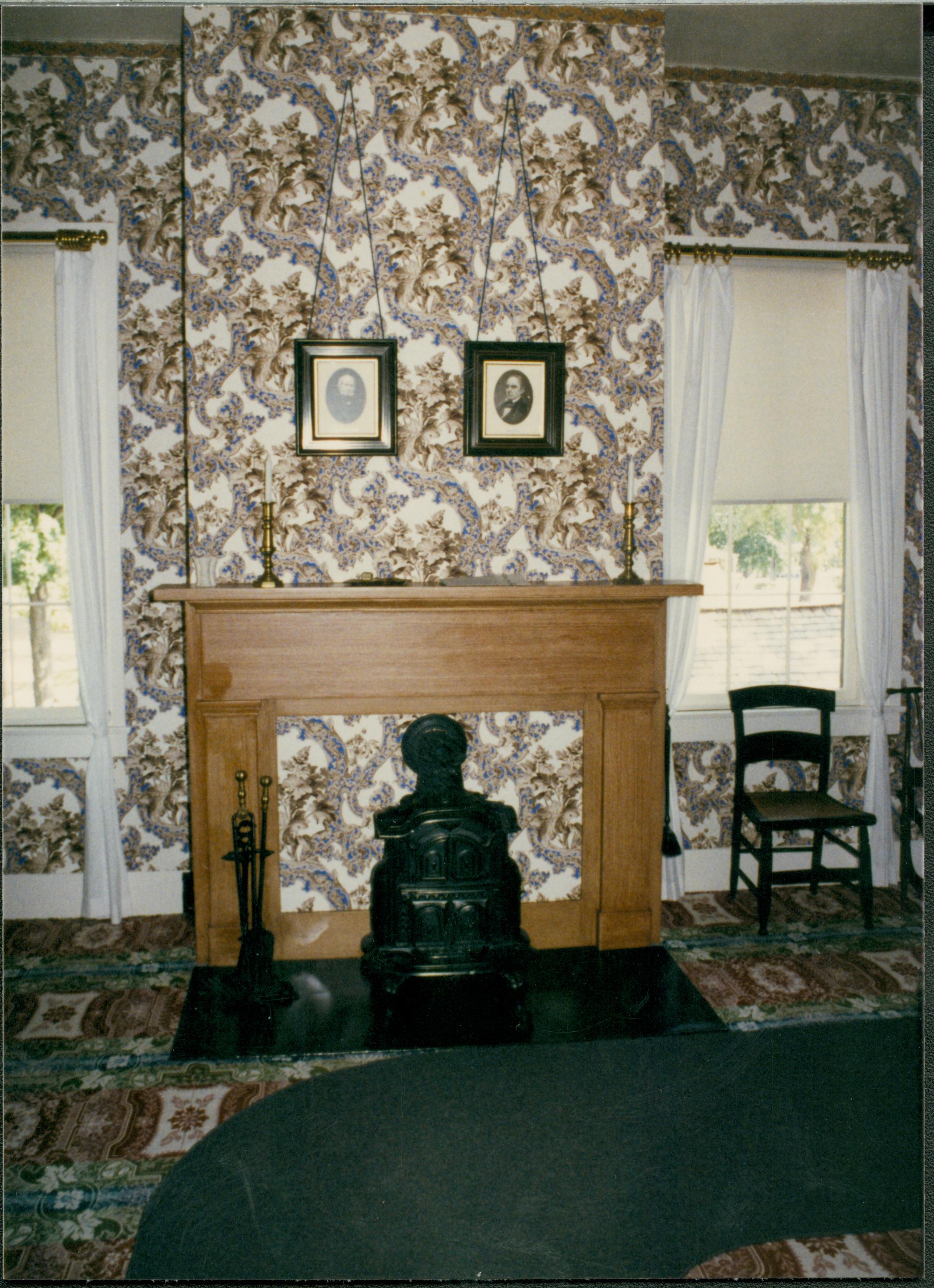 Lincoln's Bedroom #7 Lincoln Home, Bedroom, fireplace, windows, chair, portraits