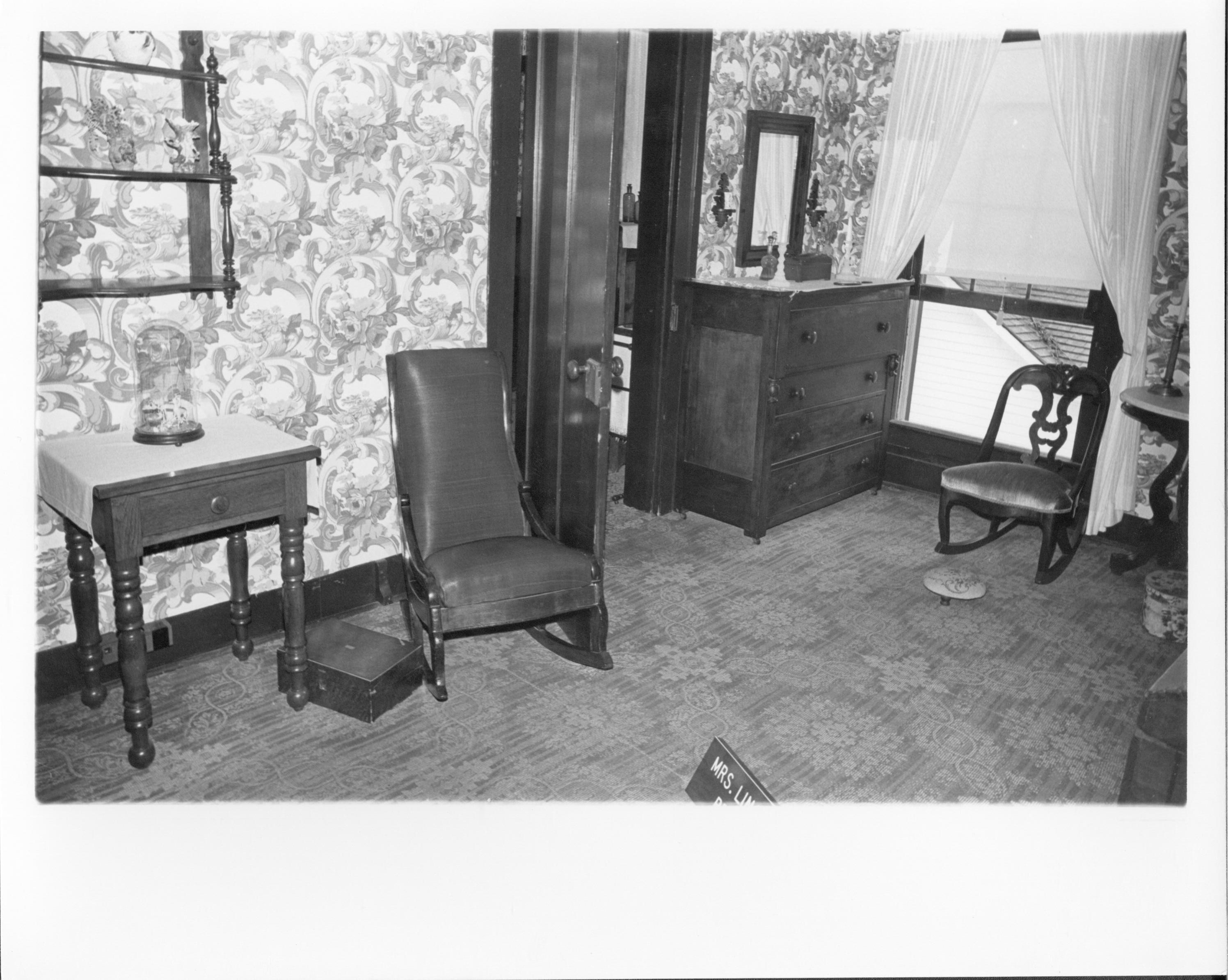 Mrs. Lincoln's Bedroom Lincoln Home, Mrs. Lincoln bedroom, fireplace, chest, window, bed