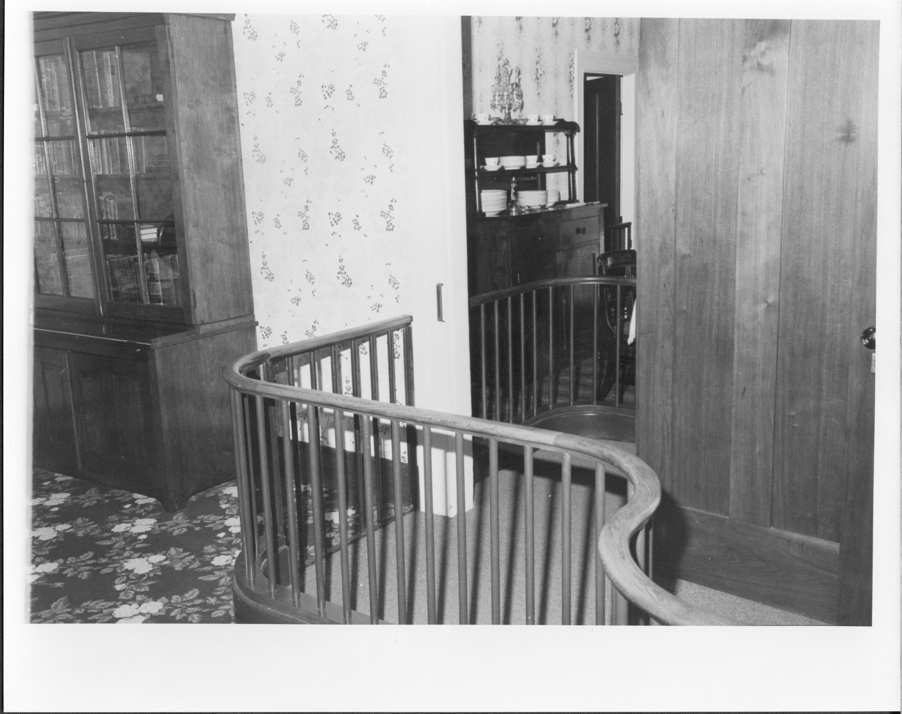 NA Lincoln Home, Rear Parlor, railing, doorway, hutch, plates