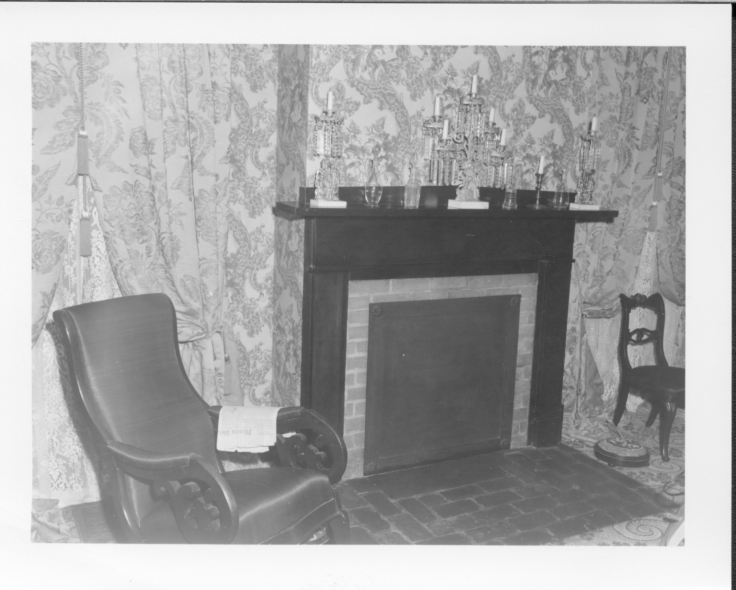 Lincoln Home sitting room. Fireplace neg#628, class#7; 106; 763 Lincoln Home, Sitting Room