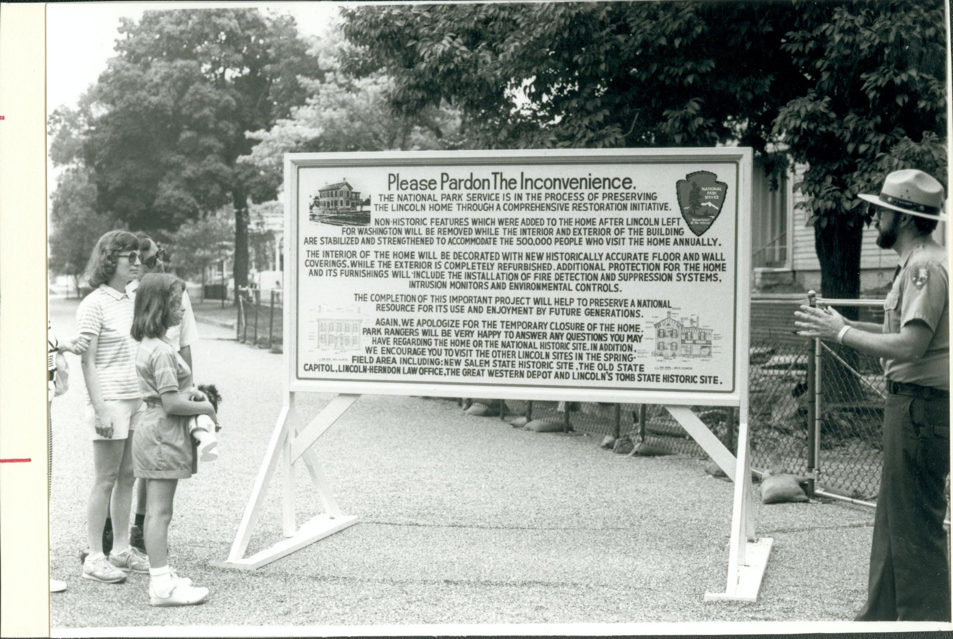 NA Interpretive Sign (Home closed for restoration) Lincoln, Home, closed, interpretive, sign