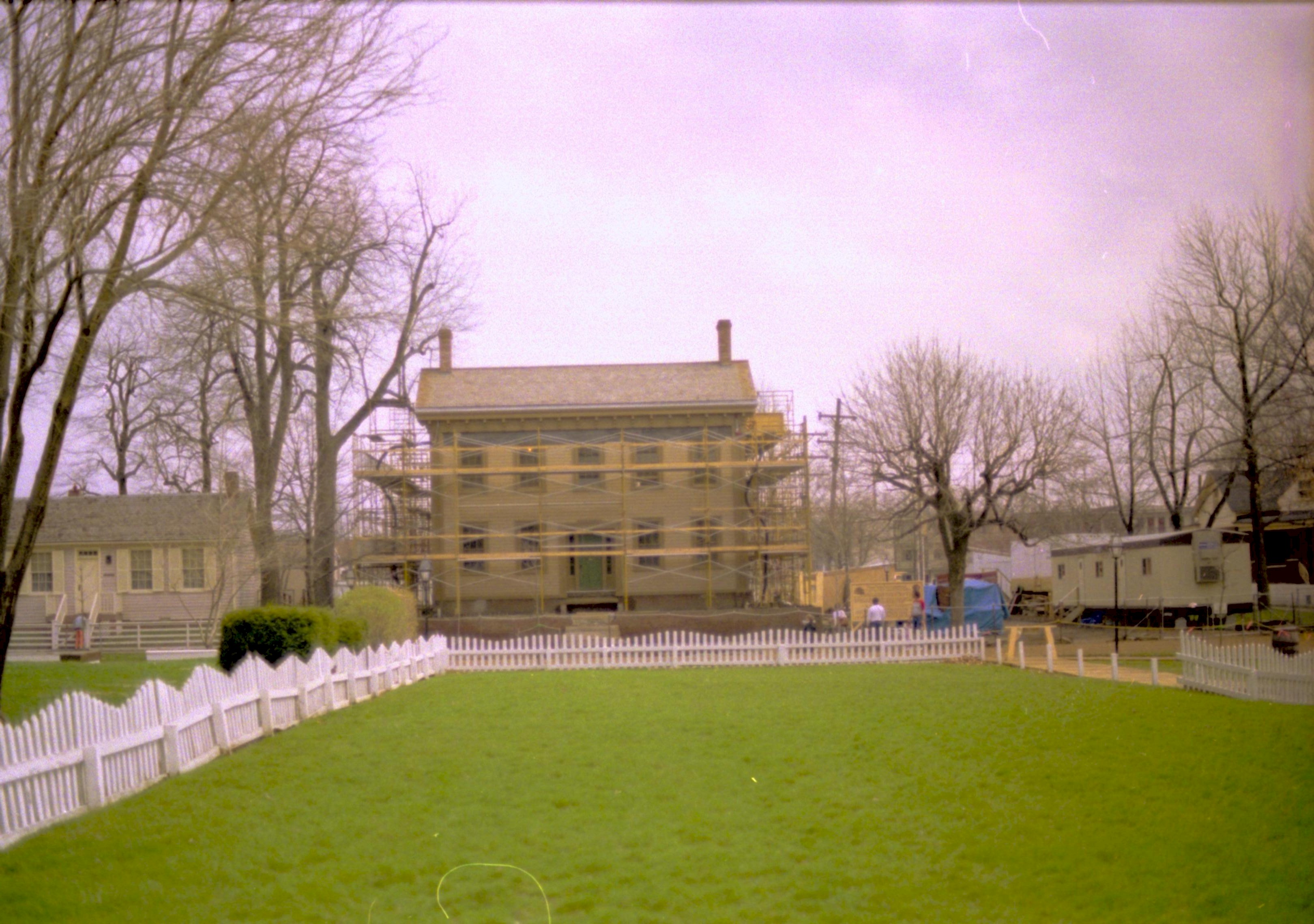   Neg. sleeve (file no. 93A) Lincoln, Home, restoration, scaffolding, front