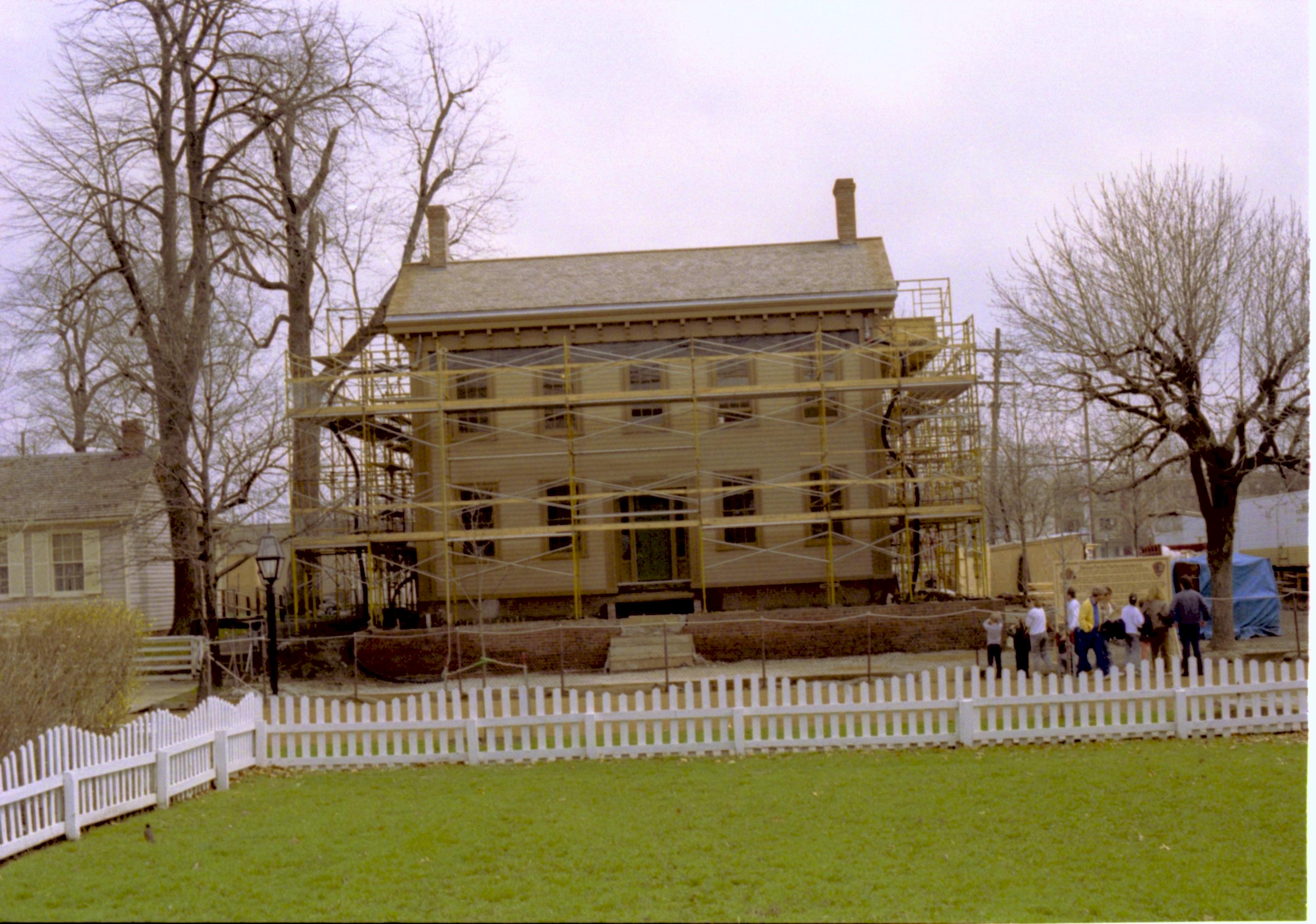   Neg. sleeve (file no. 93A) Lincoln, Home, restoration, scaffolding, front