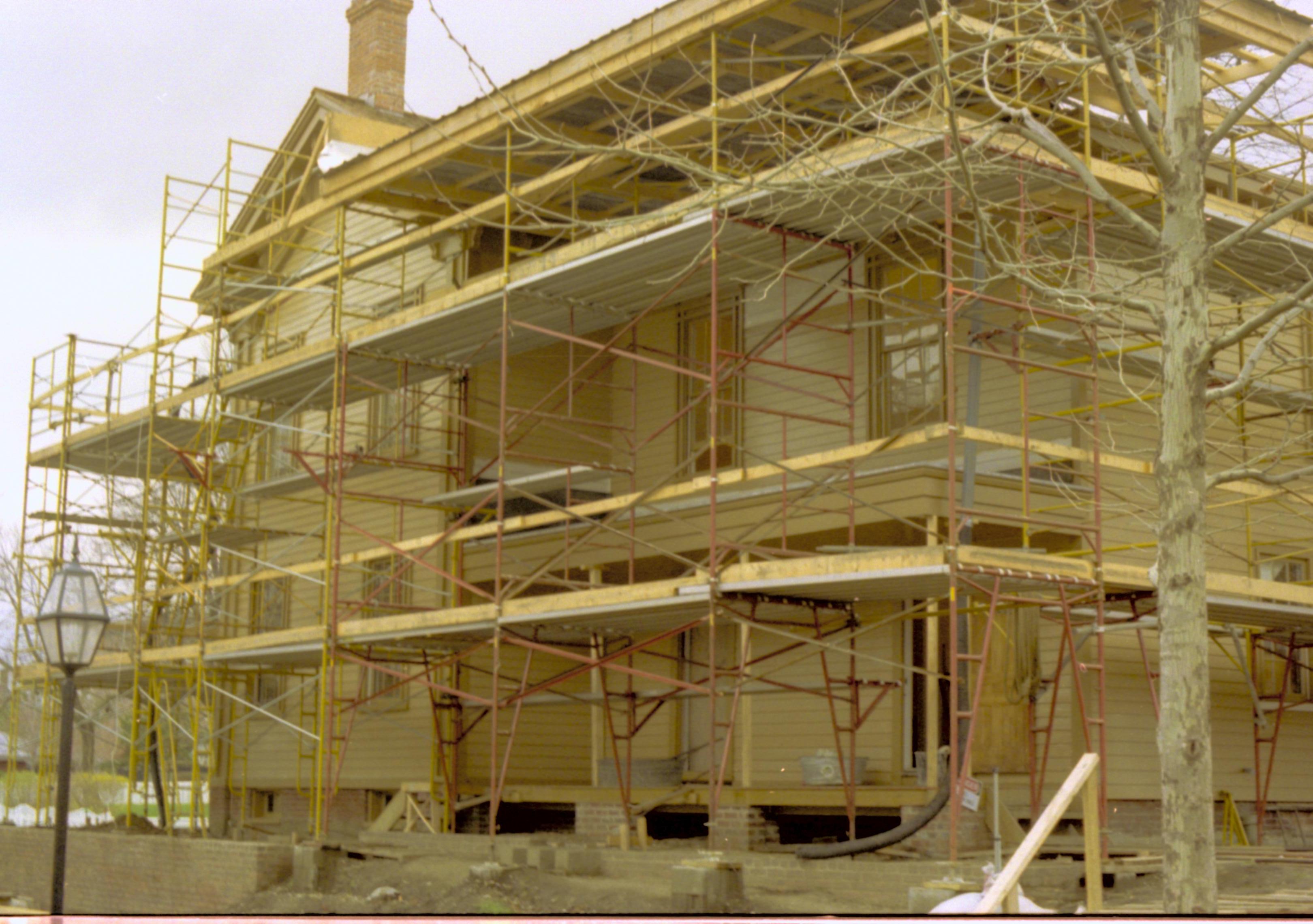   Neg. sleeve (file no. 93A) Lincoln, Home, restoration, scaffolding, south