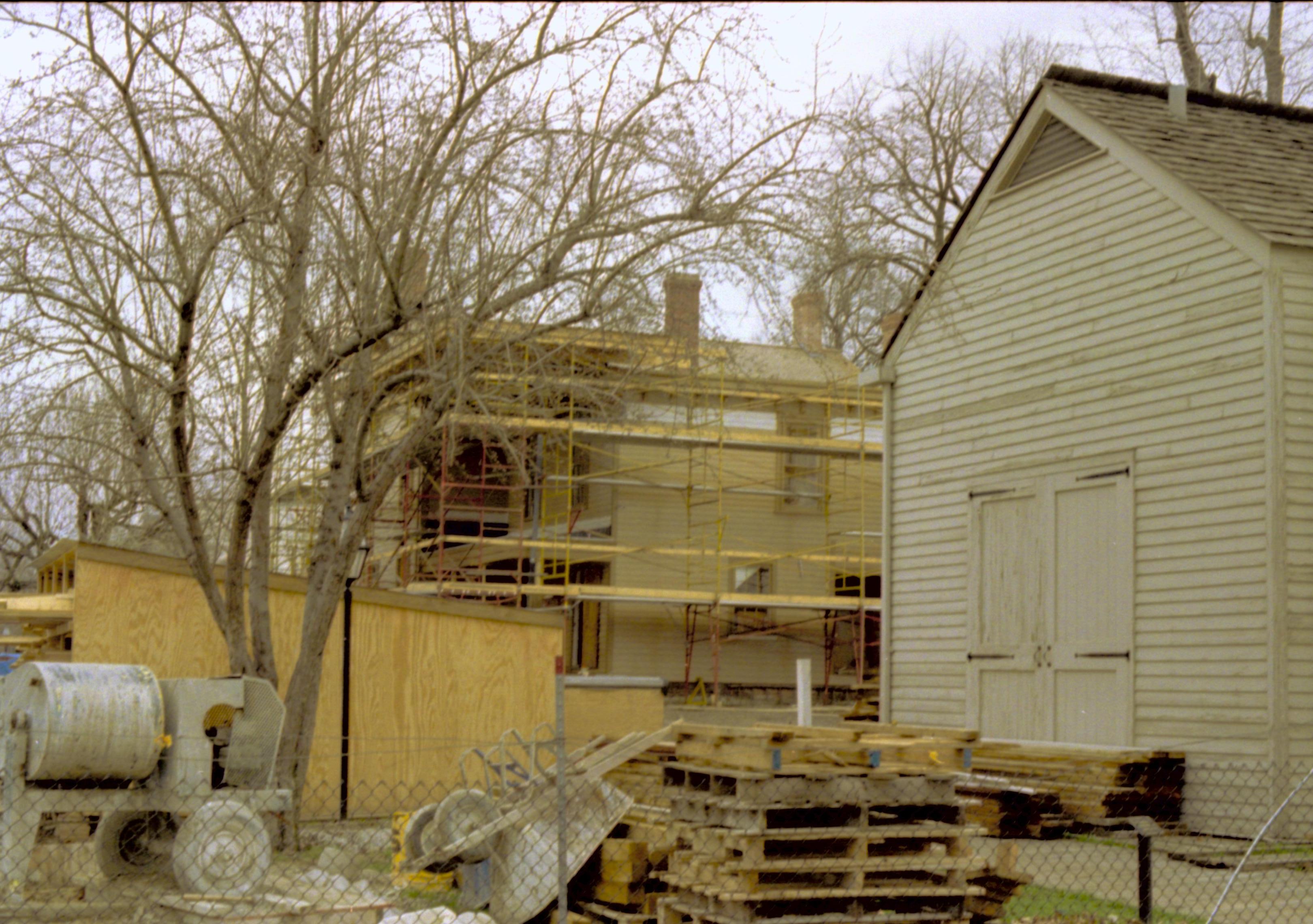  Neg. sleeve (file no. 93A) Lincoln, Home, restoration, scaffolding, south, privy