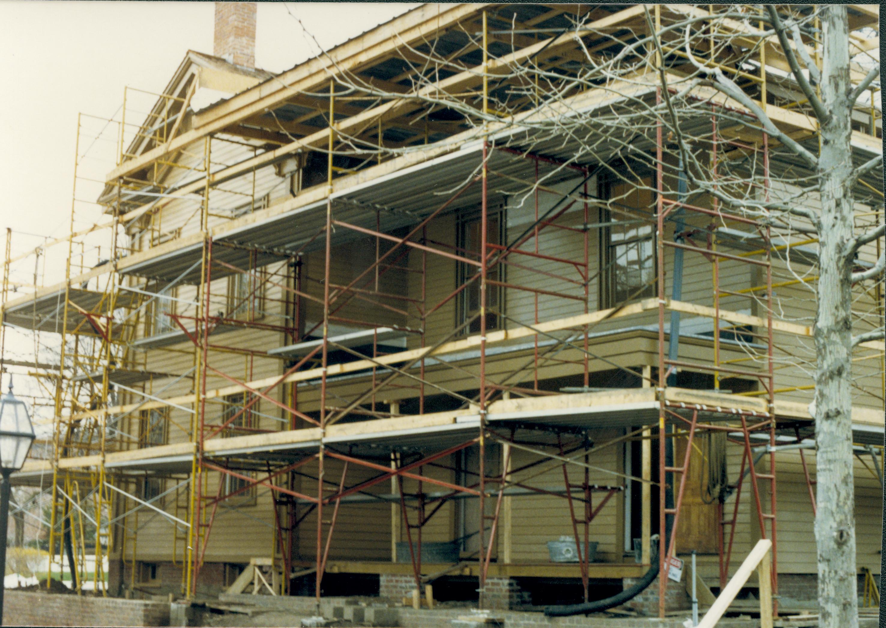   Lincoln, home, restoration, scaffolding, front