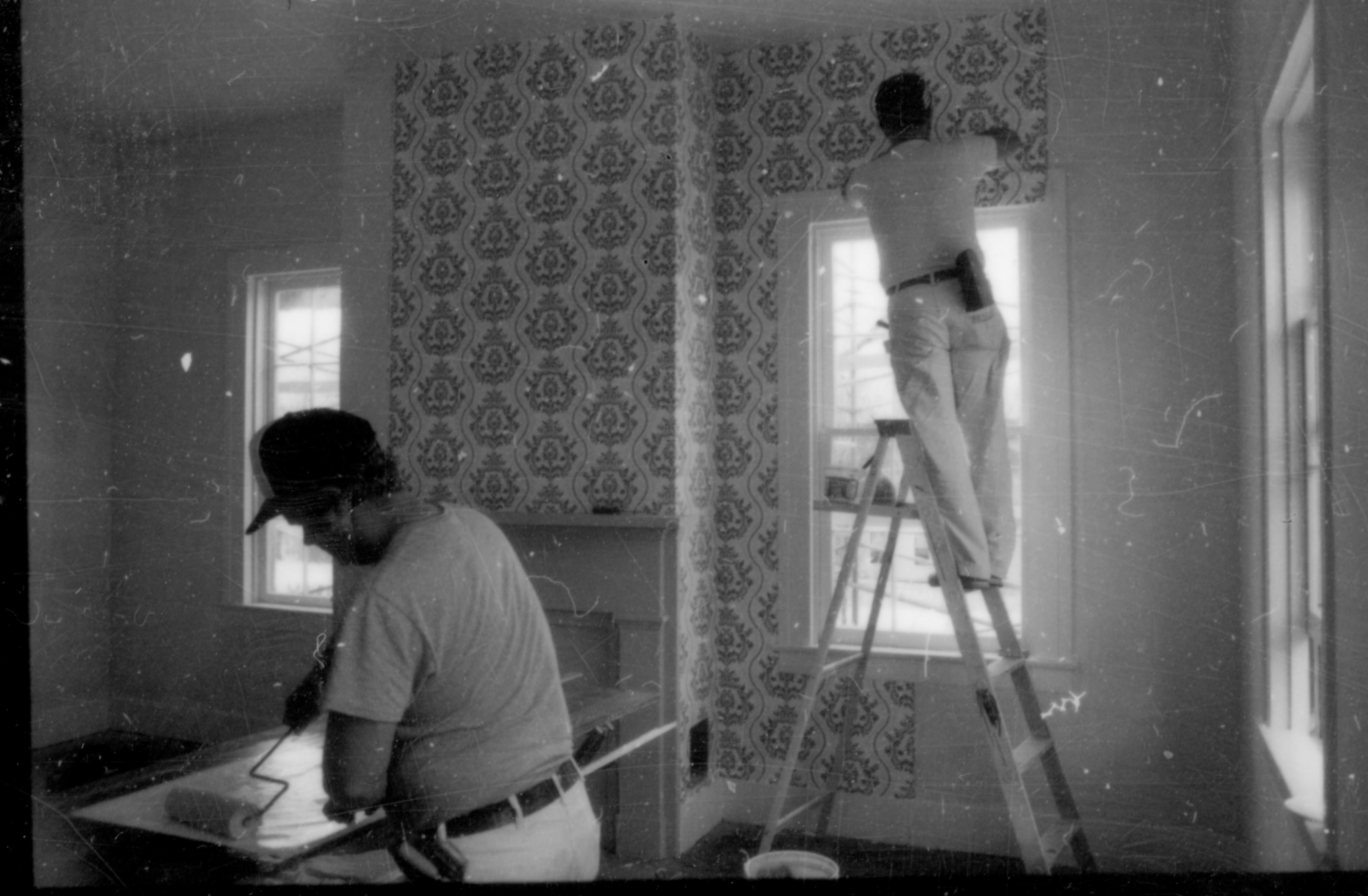 NA neg. contact sheet (Home Restoration - Wallpaper Home) Lincoln, Home, Restoration, bedroom, wallpaper, guest, robert