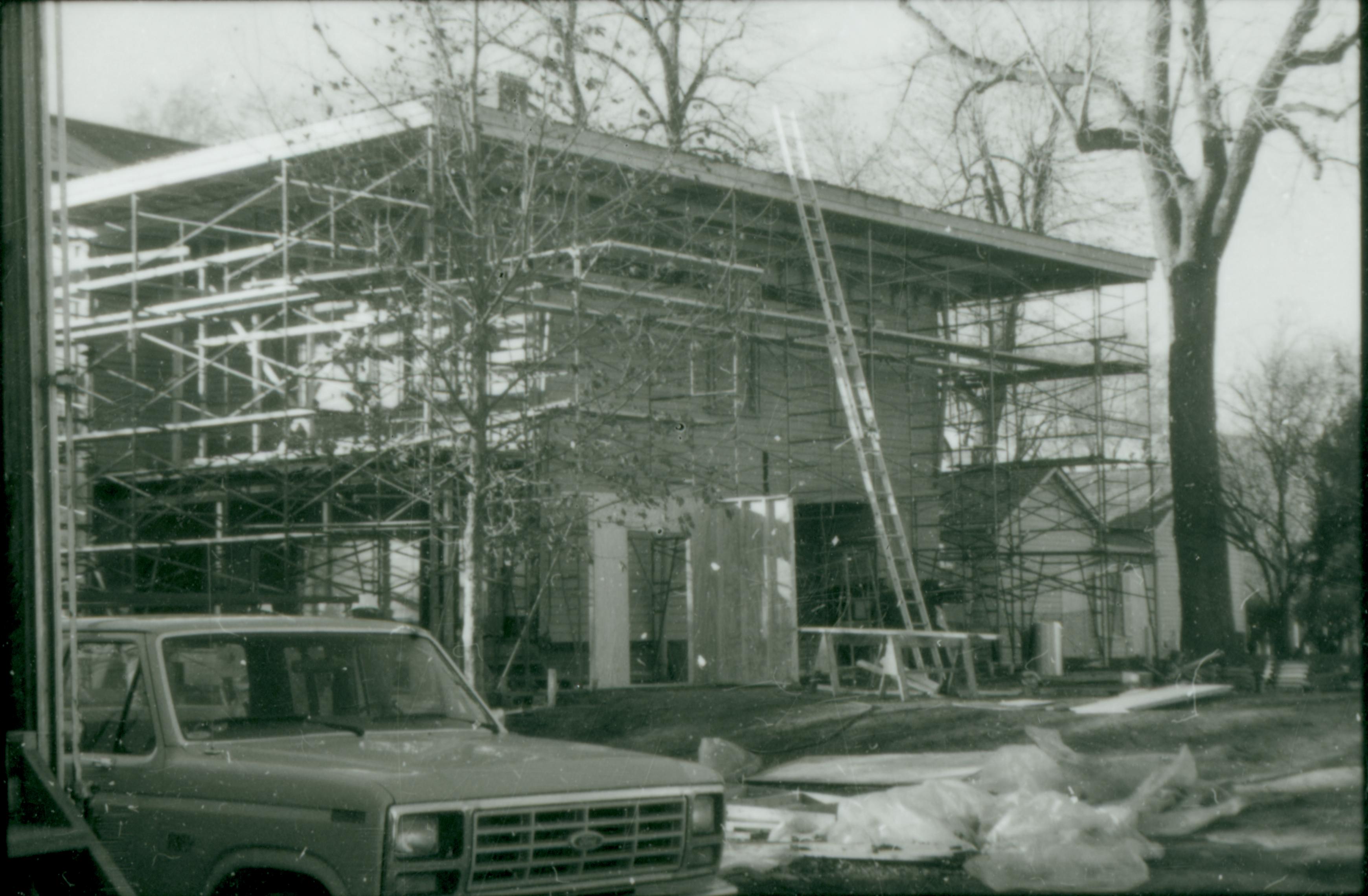 NA Lincoln, Home, Restoration, scaffolding, back