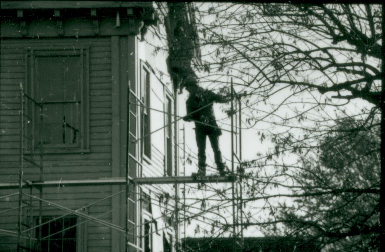 NA neg. contact sheet (Home Restoration) Lincoln, Home, front, scaffolding
