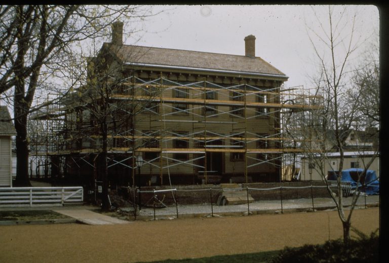 LIHO reconstruction slide sleeve (Frame #5), 8 Lincoln, Home, Restoration, scaffolding