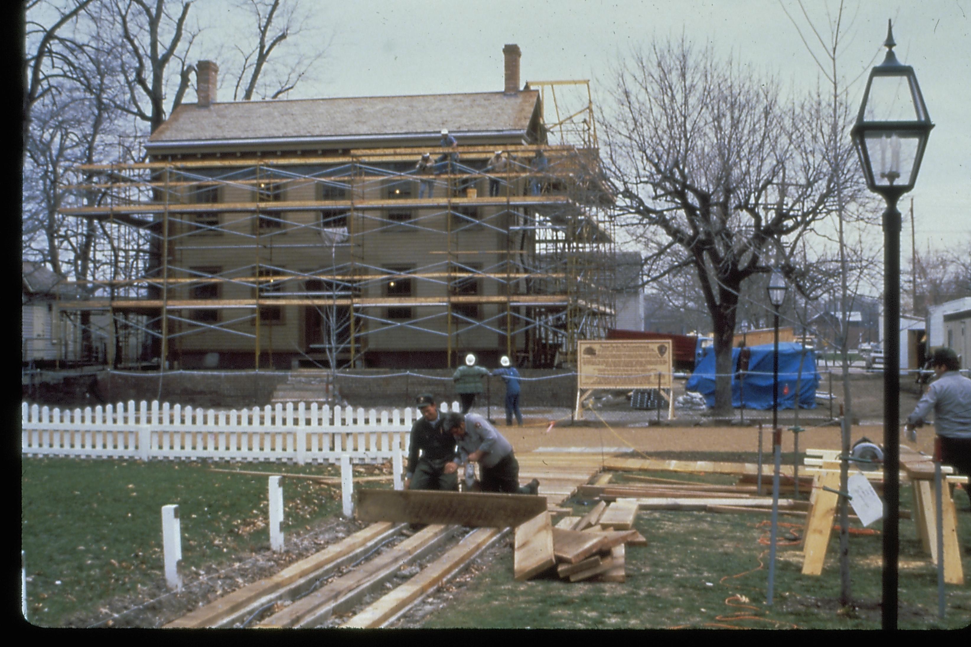 Boardwalk / LIHO slide sleeve (Frame #5) Lincoln, Home, Restoration, scaffolding, boardwalk, sidewalk