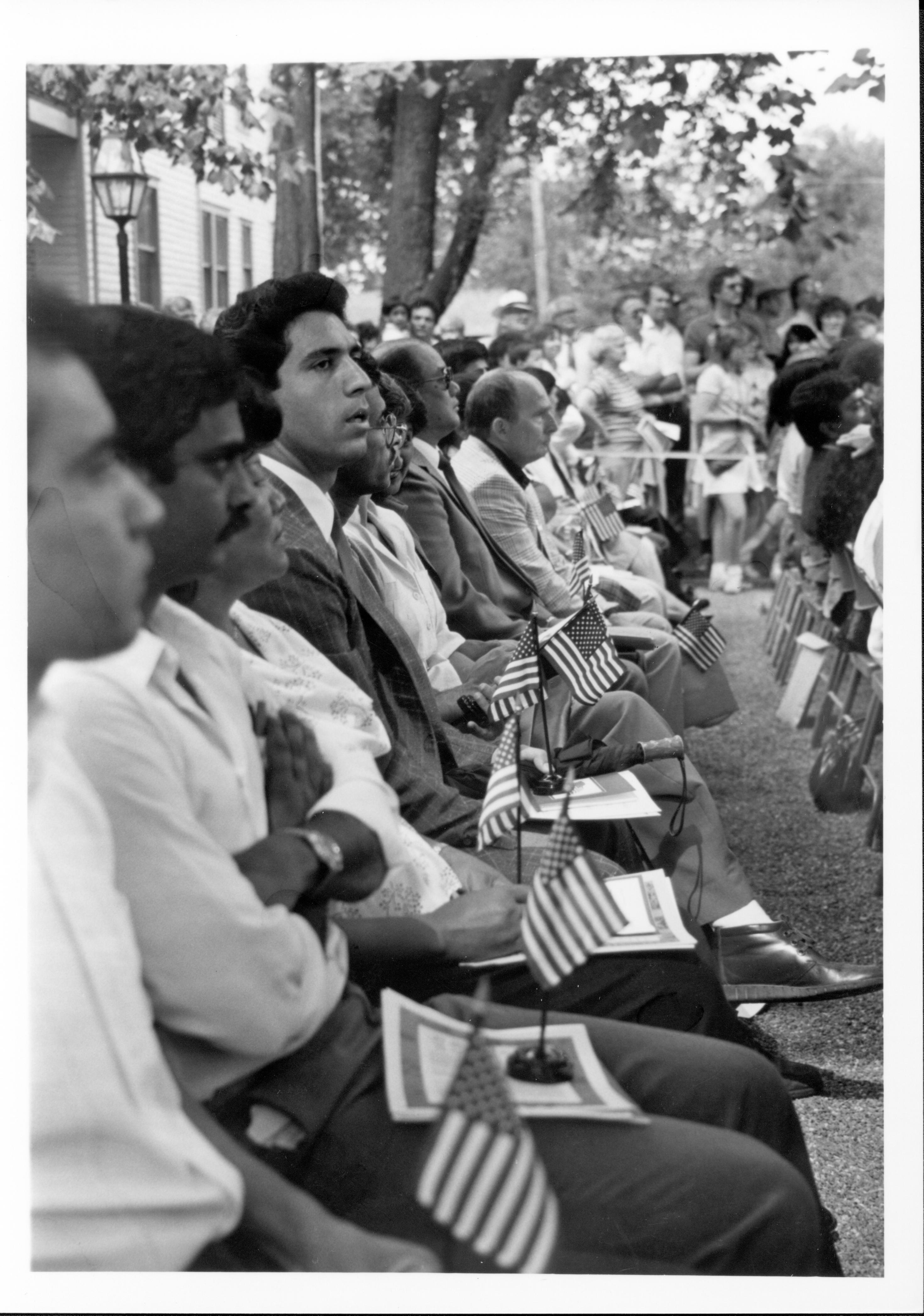 Re-opening Day, Naturalization Ceremony held in the park.  New U.S. citizens. Lincoln, Home, Restoration, Rededication, Naturalization