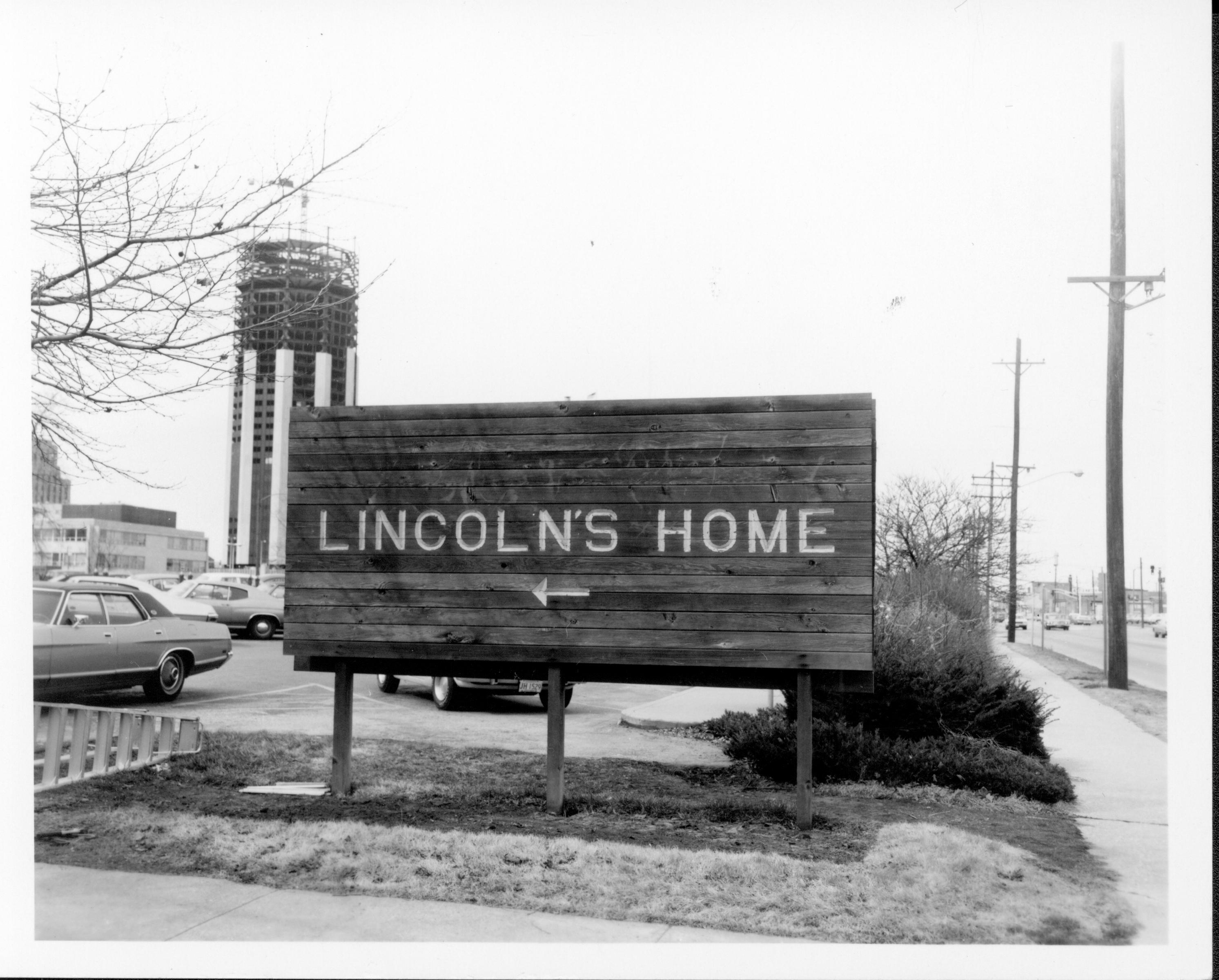 Old sign Lincoln's Home by the state 2-Jan Maintenance, Signs